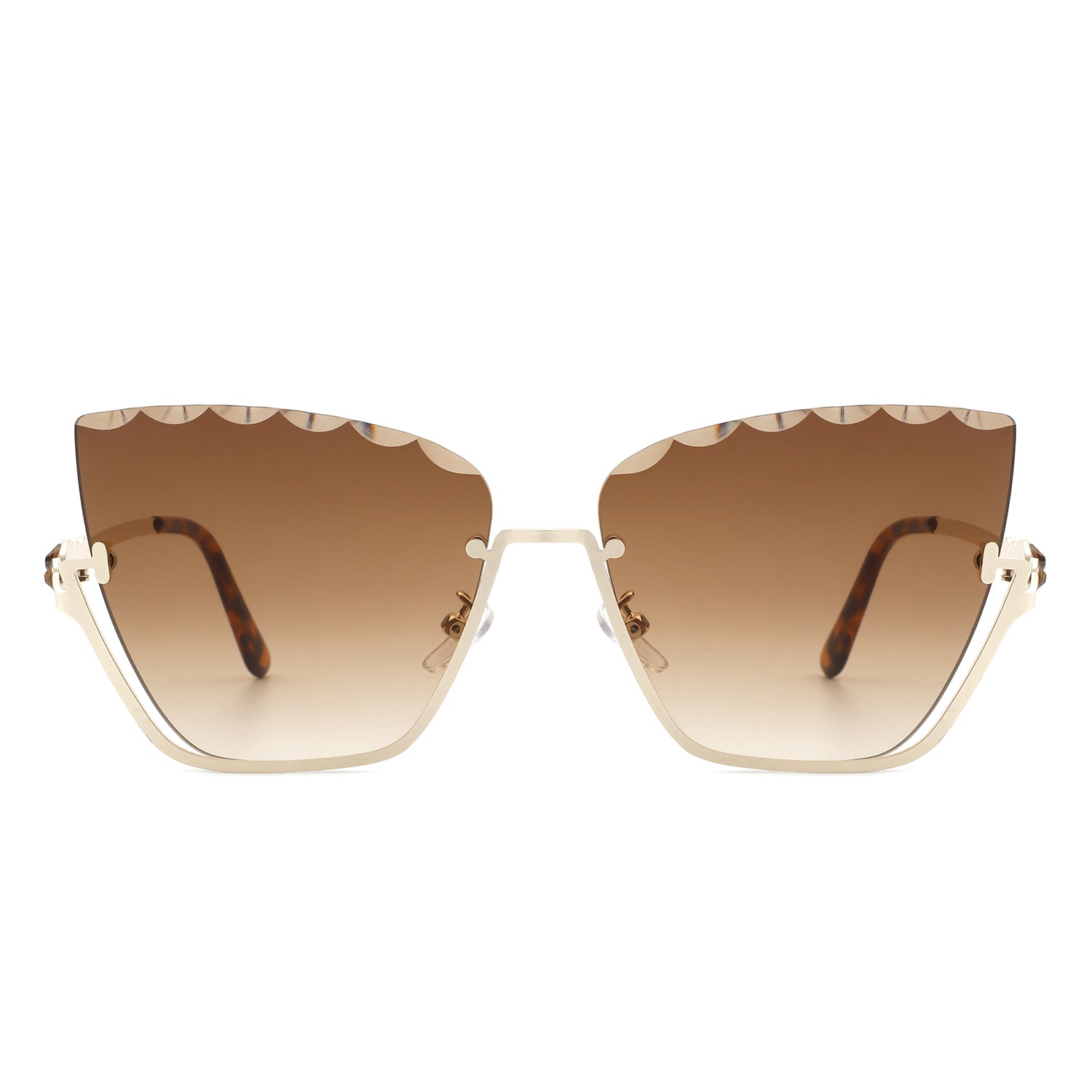 HW3019 - Half FRAME Square Irregular Tinted Fashion Cat Eye Sunglasses