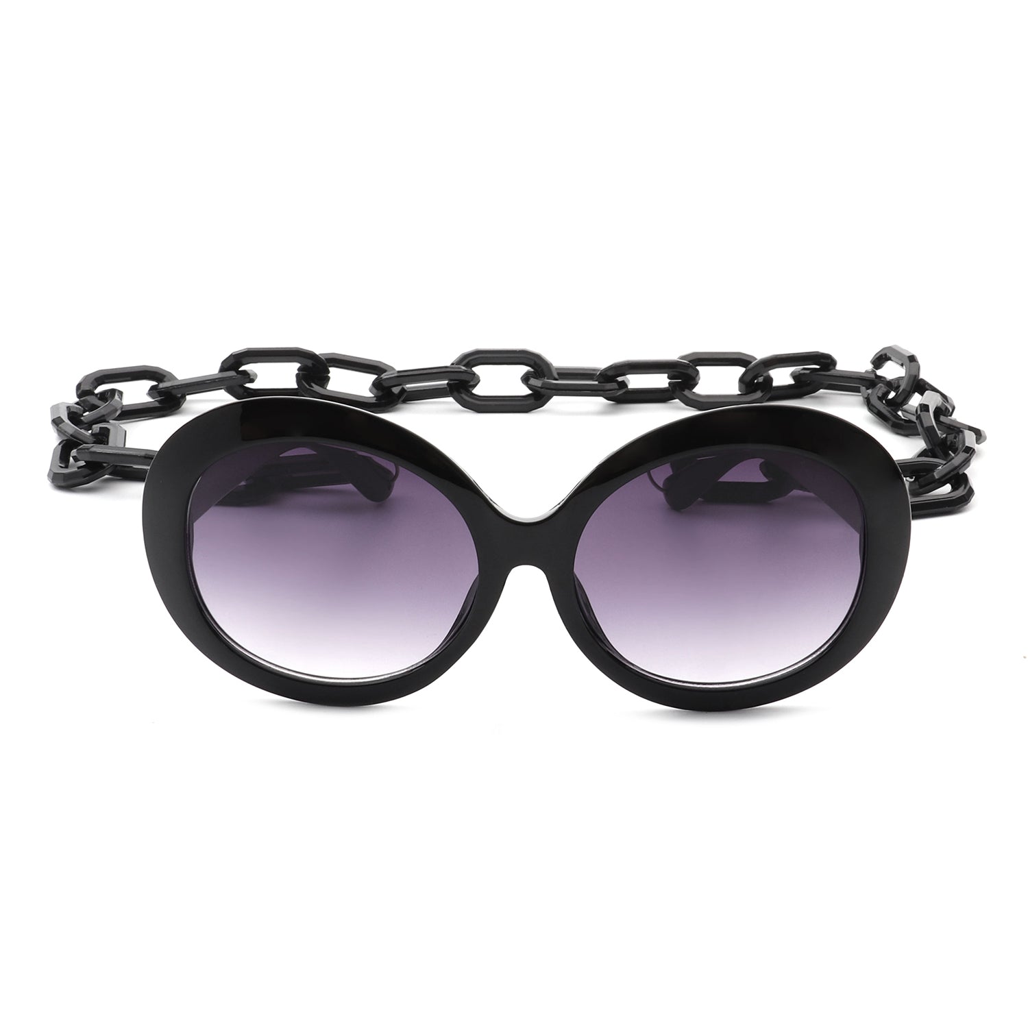 HS2007 - Women Round Oversize Retro Oval FASHION SUNGLASSES w/ Chains