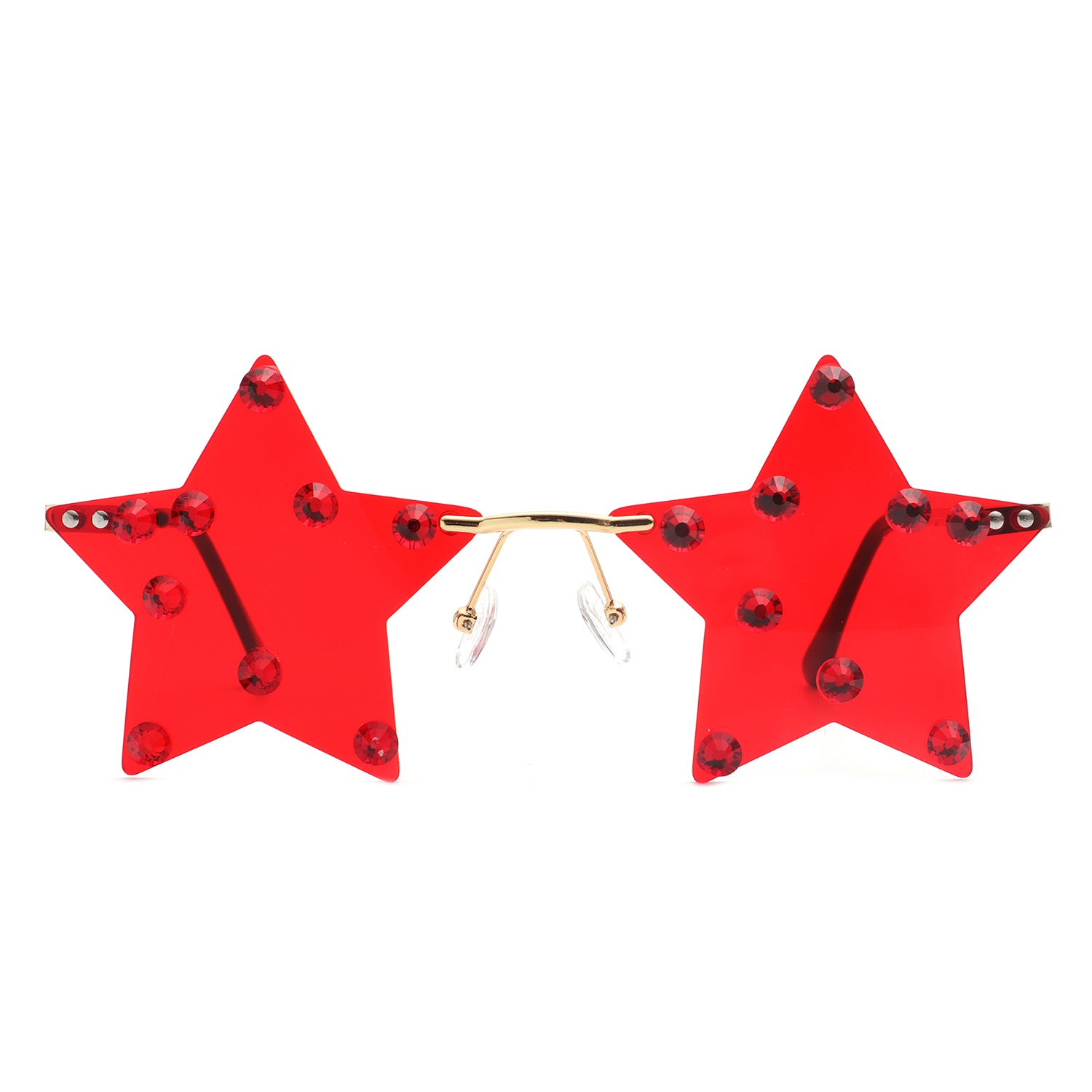 XX701-1 - Rimless Star Shape Pentagram Colorful Transparent Party Wholesale SUNGLASSES