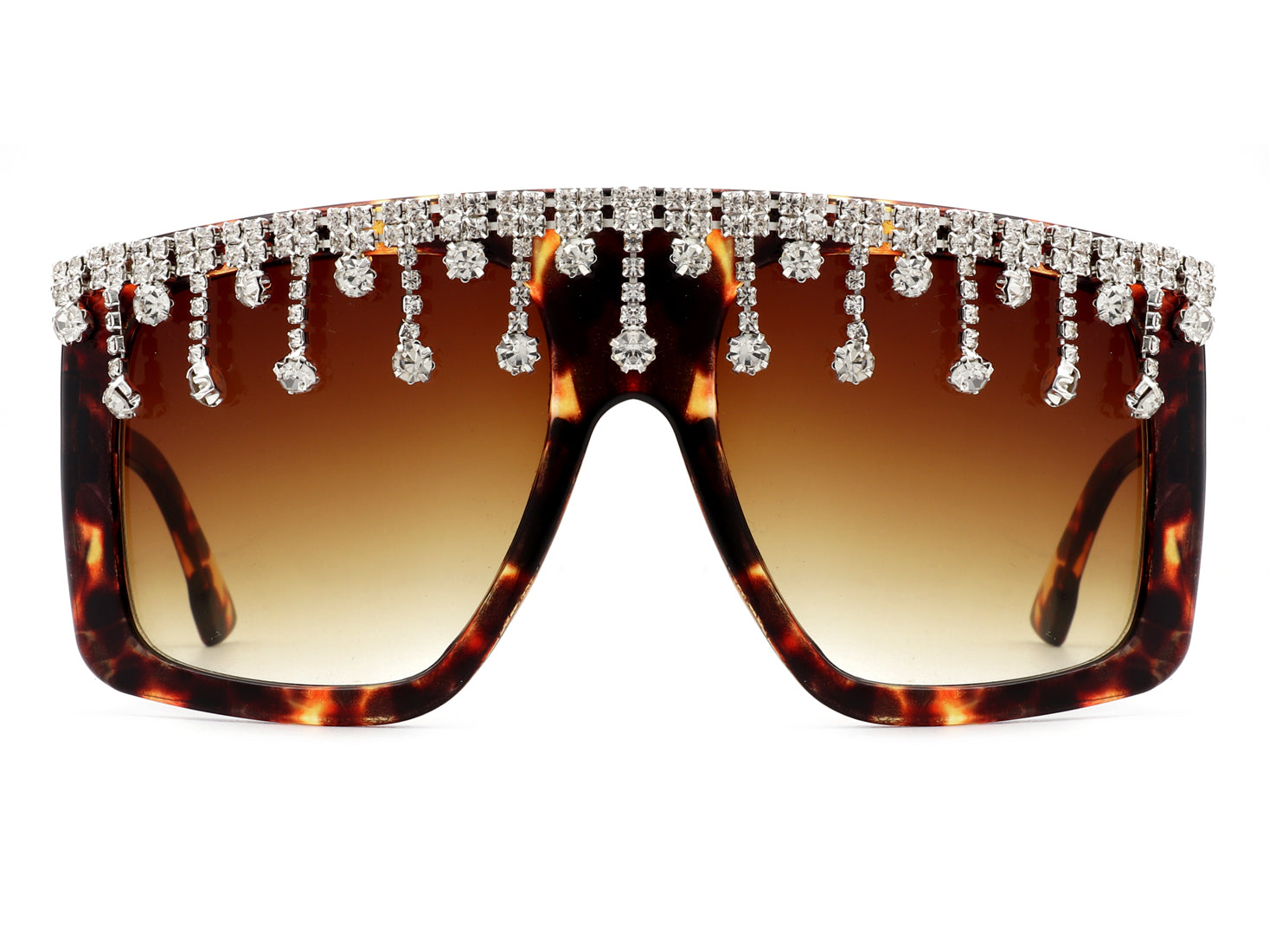 HS2004 - Women Oversize Square RHINESTONE Drip Fashion SUNGLASSES