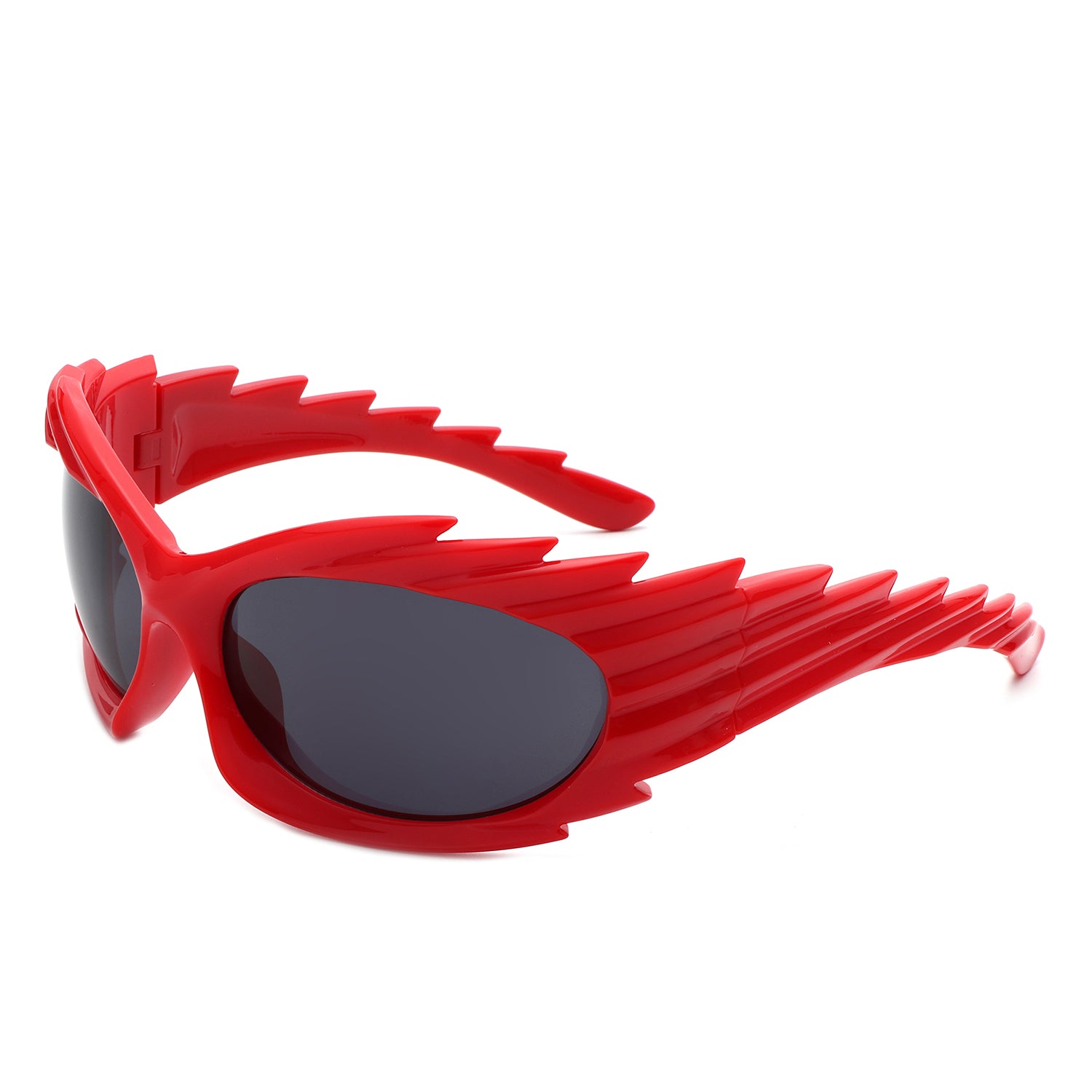 Rectangle Wrap Around Sport Oval Spike Fashion Sunglasses by IRIS FASHION SUNGLASSES