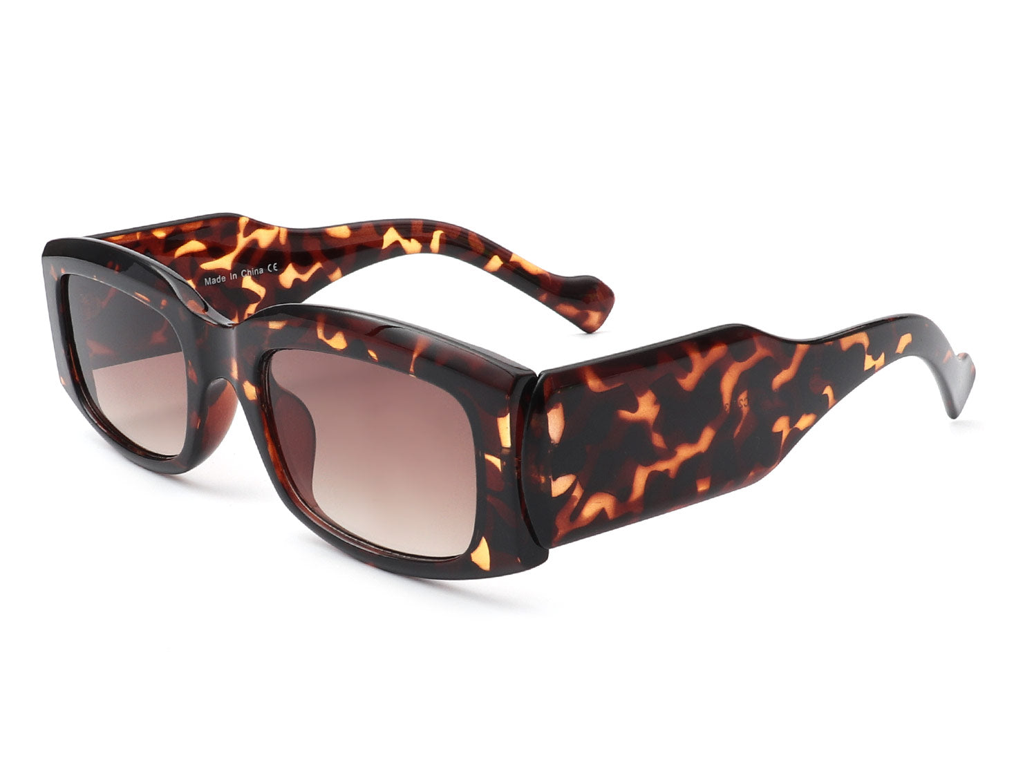 S1166 - Retro Rectangle Bold VINTAGE Thick Frame Fashion Sunglasses Tortoise