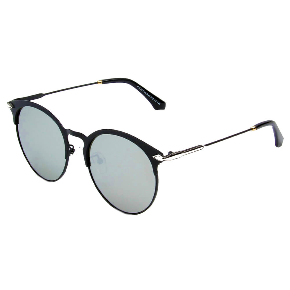 SHIVEDA-PJ718 - Round Circle Mirrored Polarized Fashion Sunglasses Grey