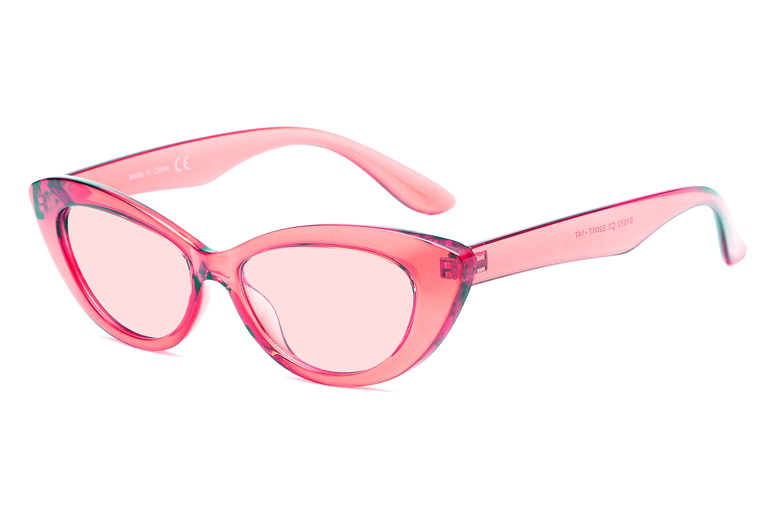 S1072 - Women Retro Cat Eye SUNGLASSES Clear Pink