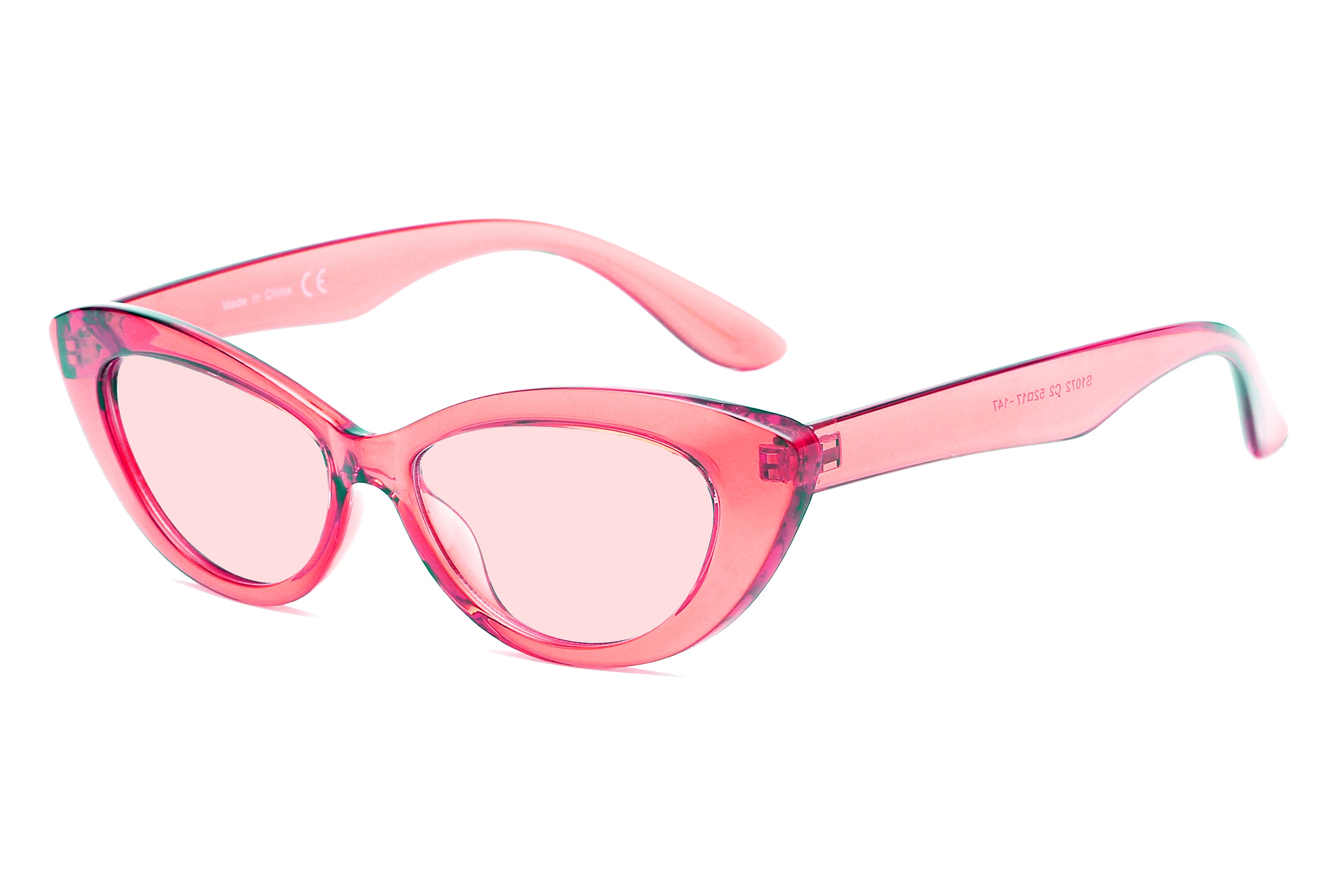 S1072 - Women Retro Cat Eye Sunglasses Clear Pink