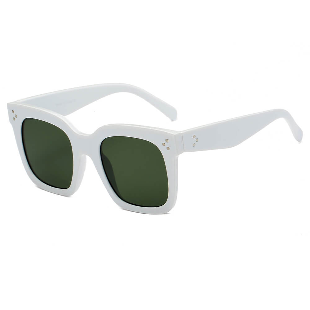 S1057 - Retro Square Fashion Flat Top SUNGLASSES White