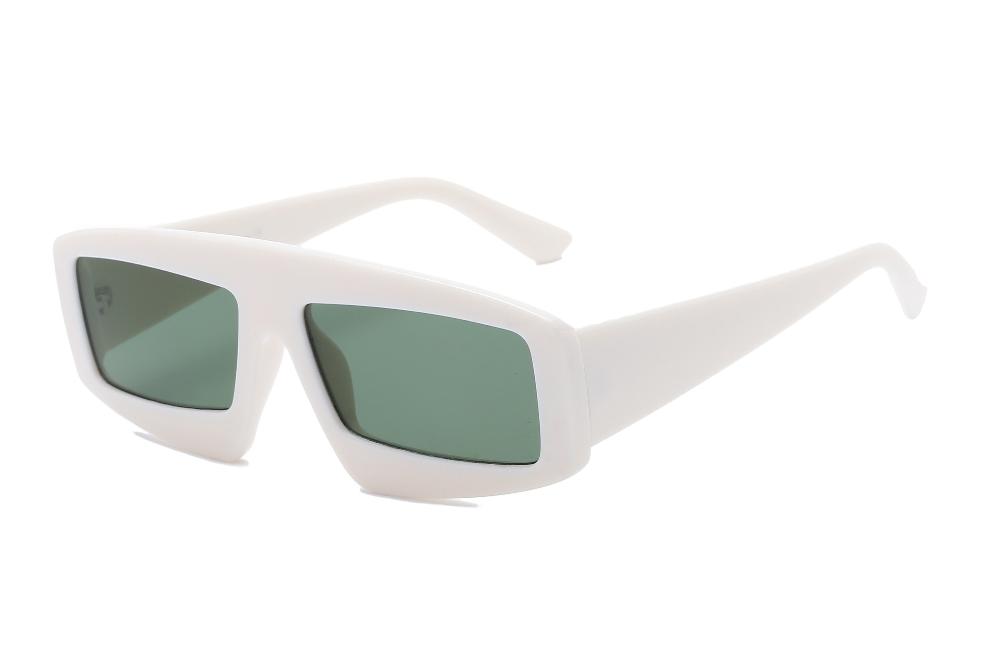 S1077 - Women Bold Retro Vintage Rectangular Sunglasses White