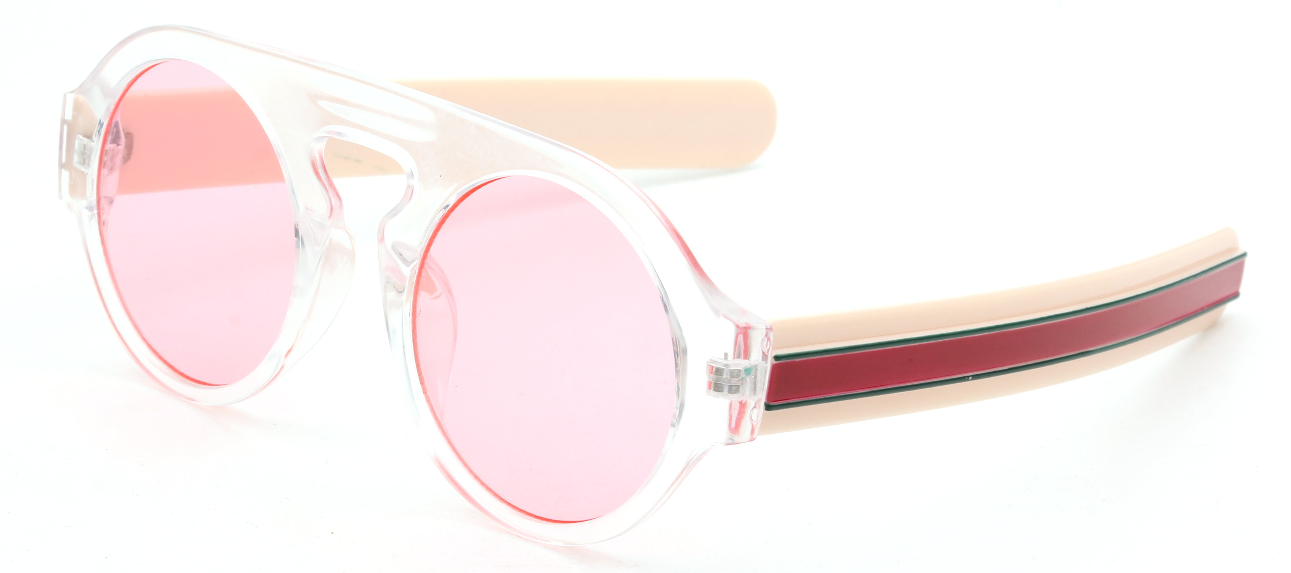 S109 - Retro Circle Vintage Chunky Round Fashion SUNGLASSES Pink