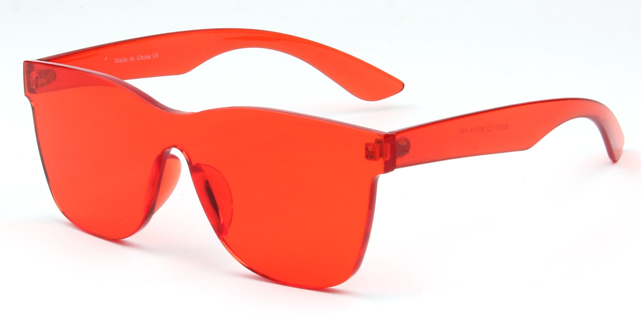 S2057 - Retro Flat Lens Square Tinted Sunglasses Red