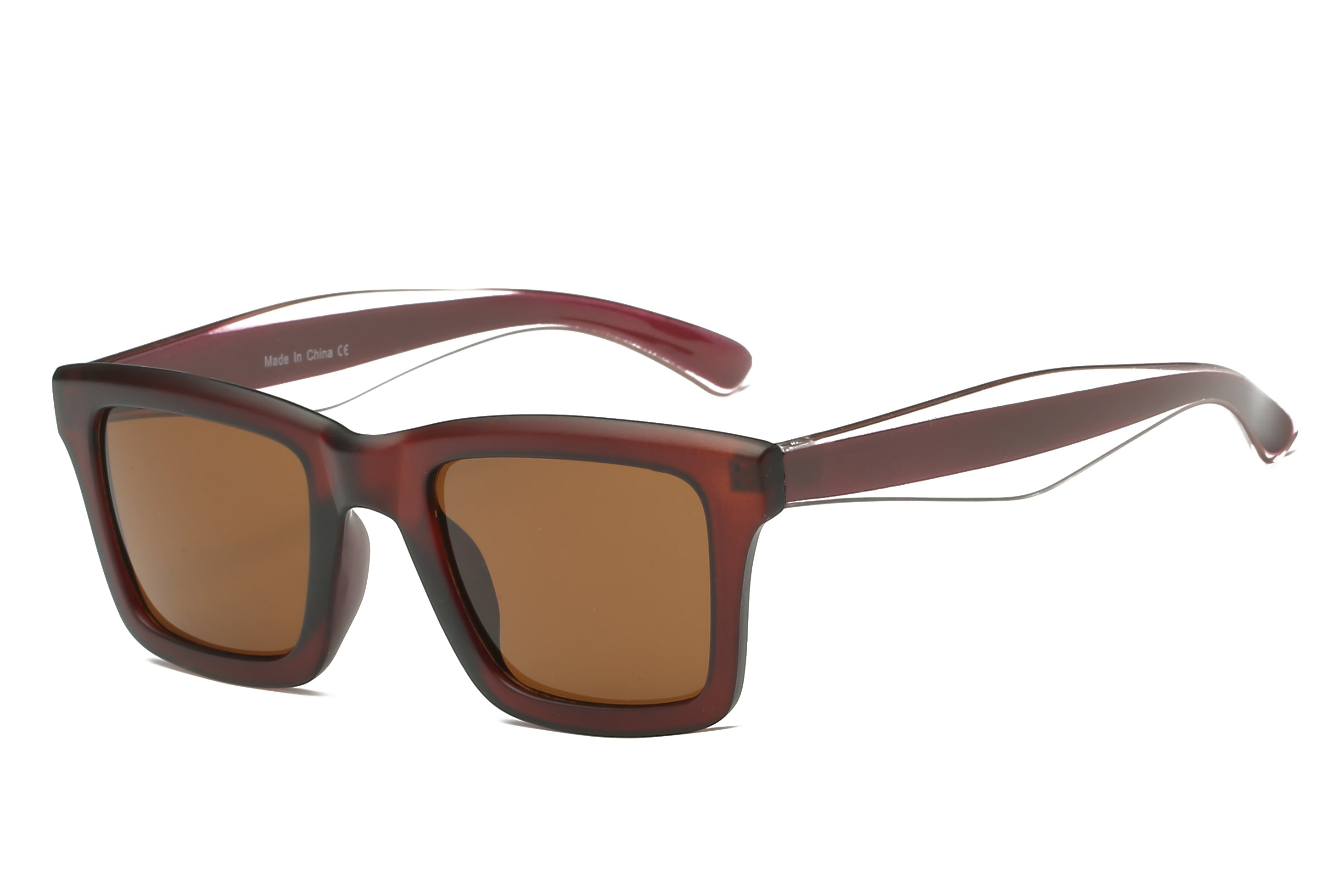 S1058 - Classic Square Retro Vintage Sunglasses Brown