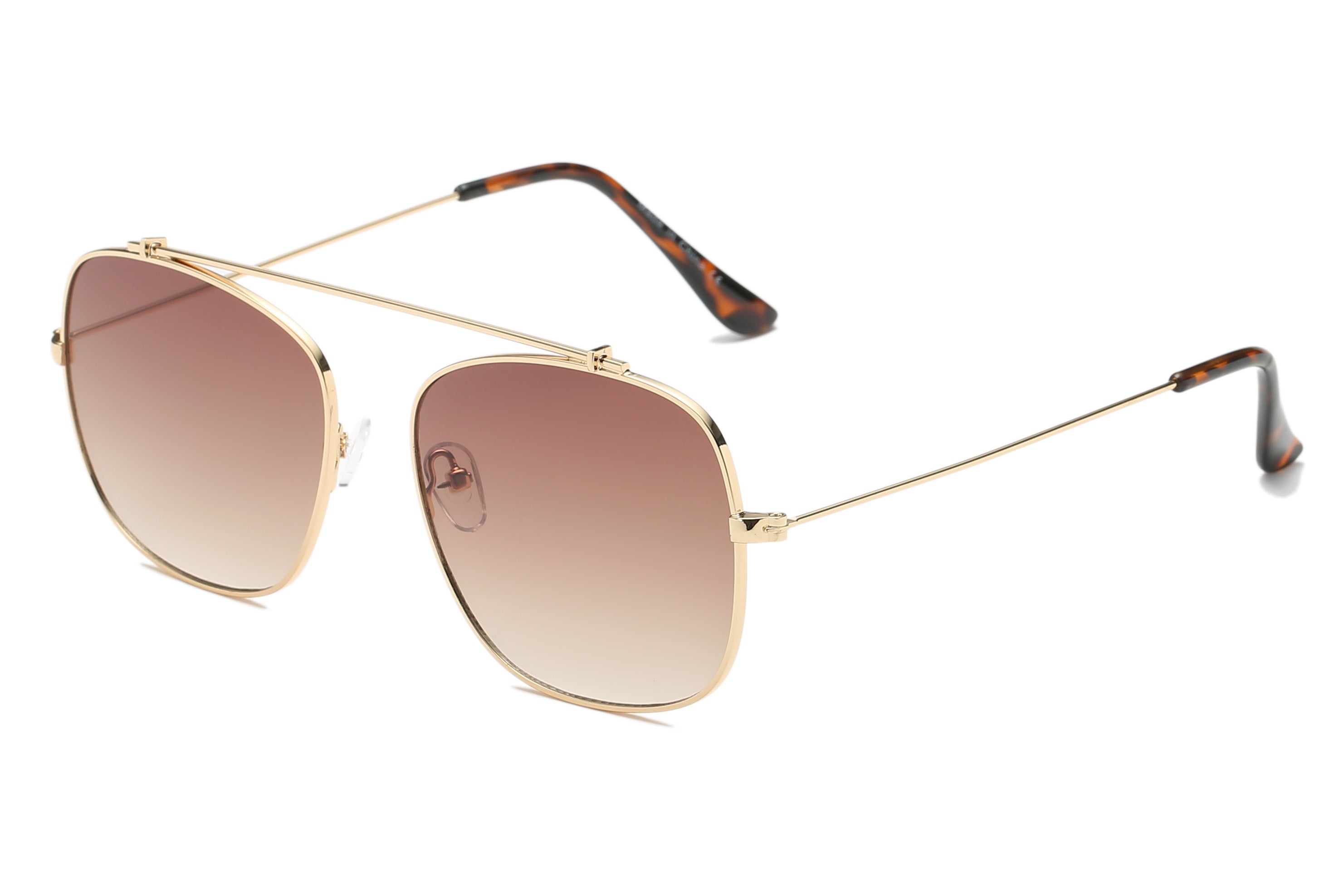 S1009 - Classic Metal Square Fashion Sunglasses Brown