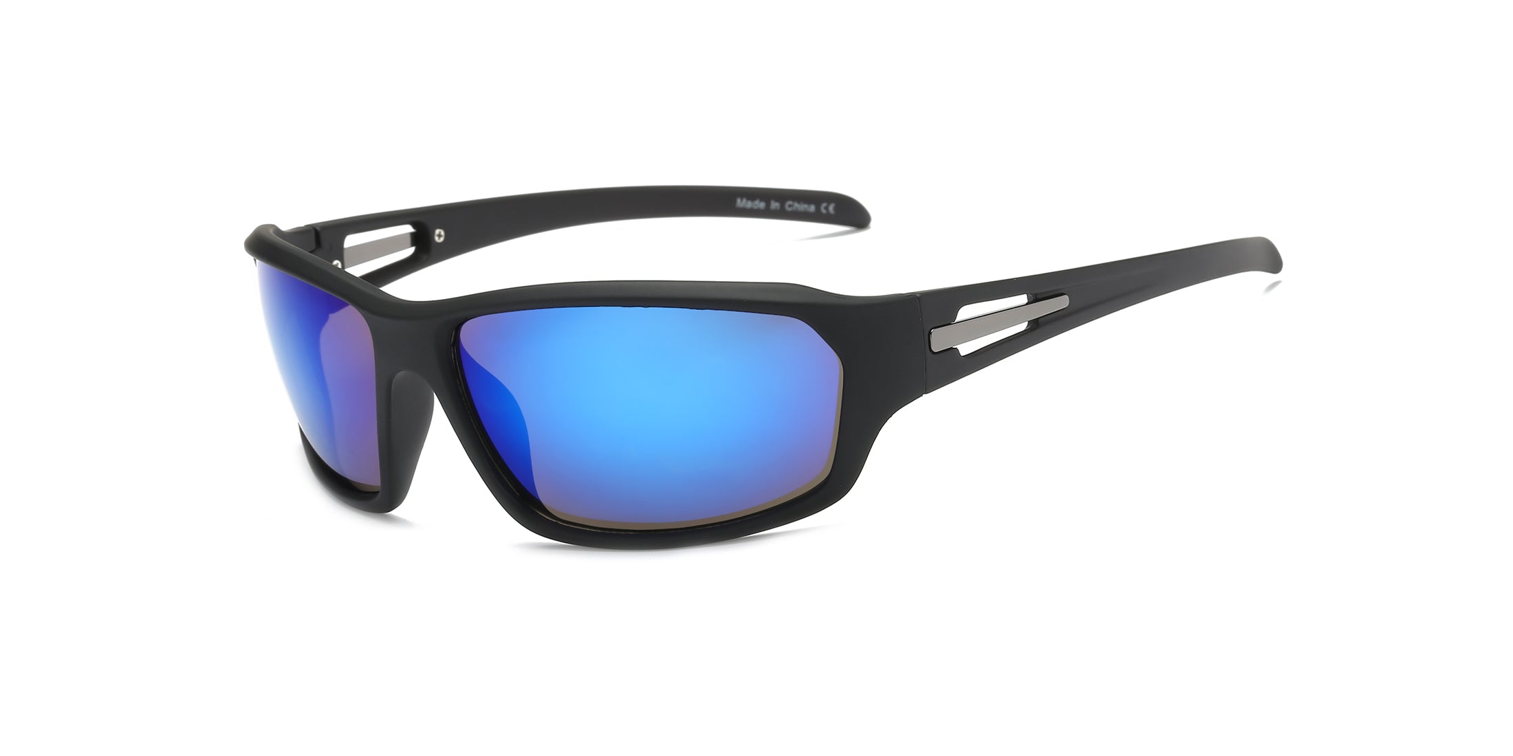 Y1001 - Men Sports Warp Rectangle Sunglasses Blue