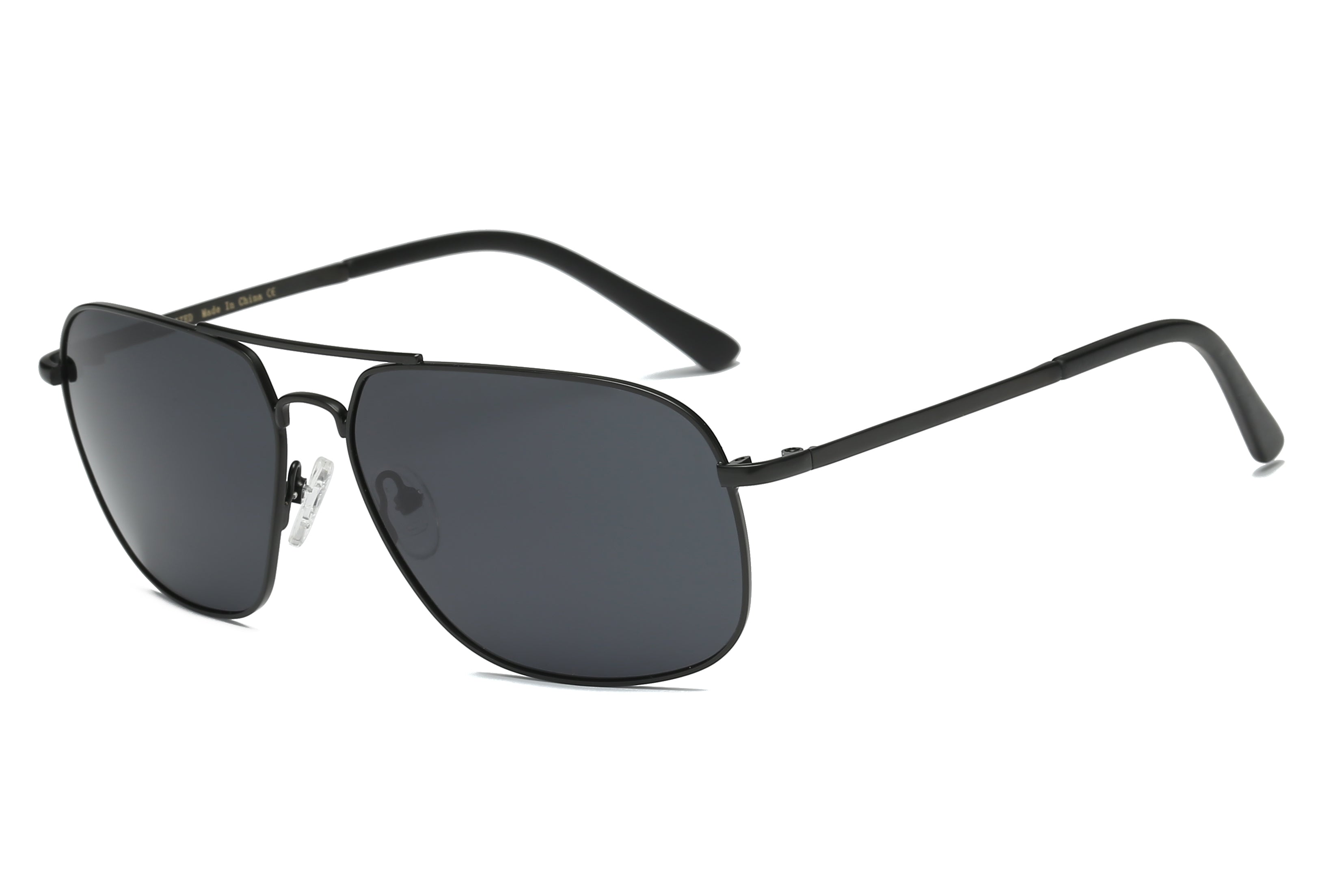 P4003 - Men Metal Rectangle Polarized Sunglasses Matte Black