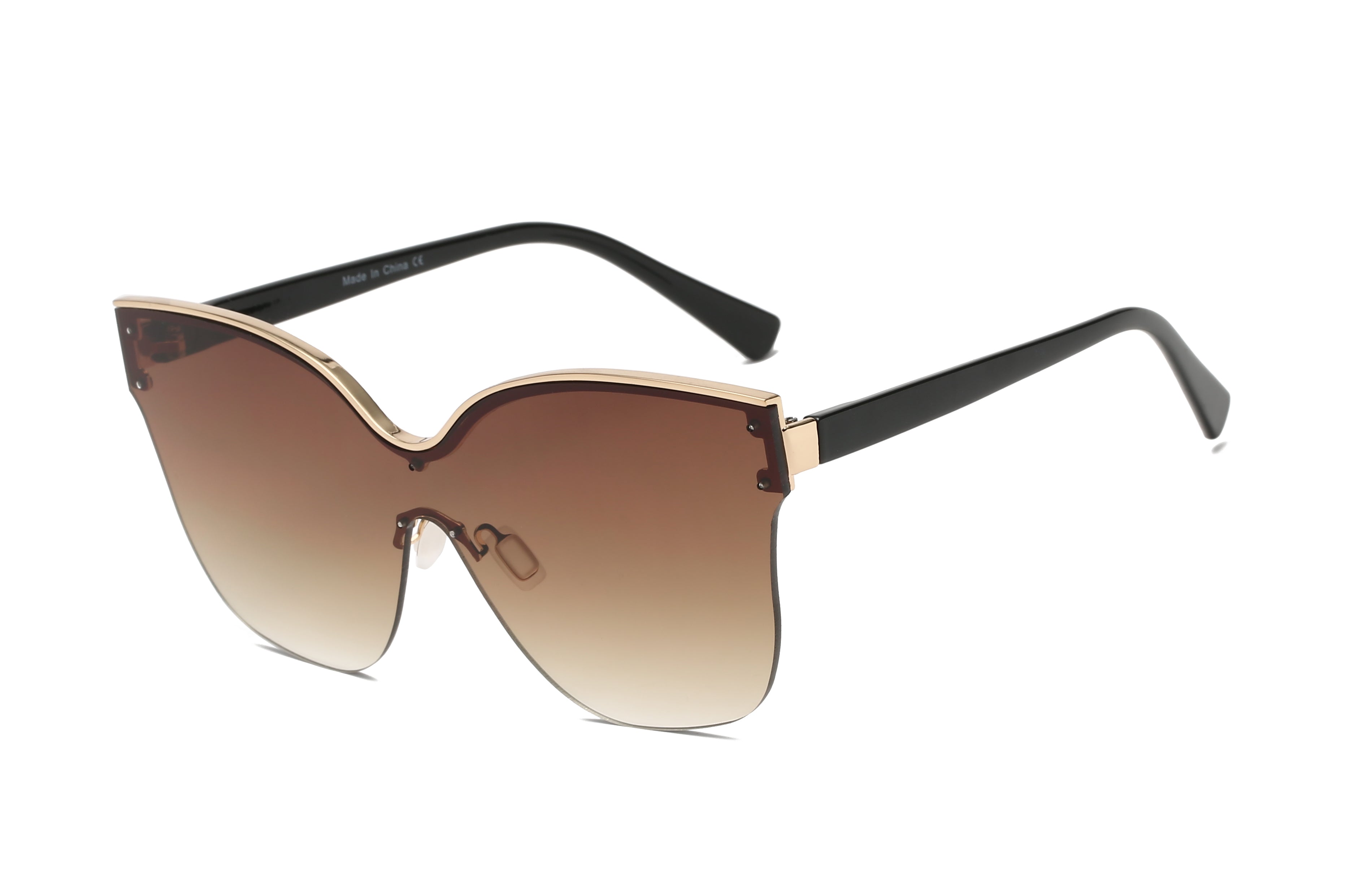S3015 - Women Cat Eye Oversize Sunglasses Brown