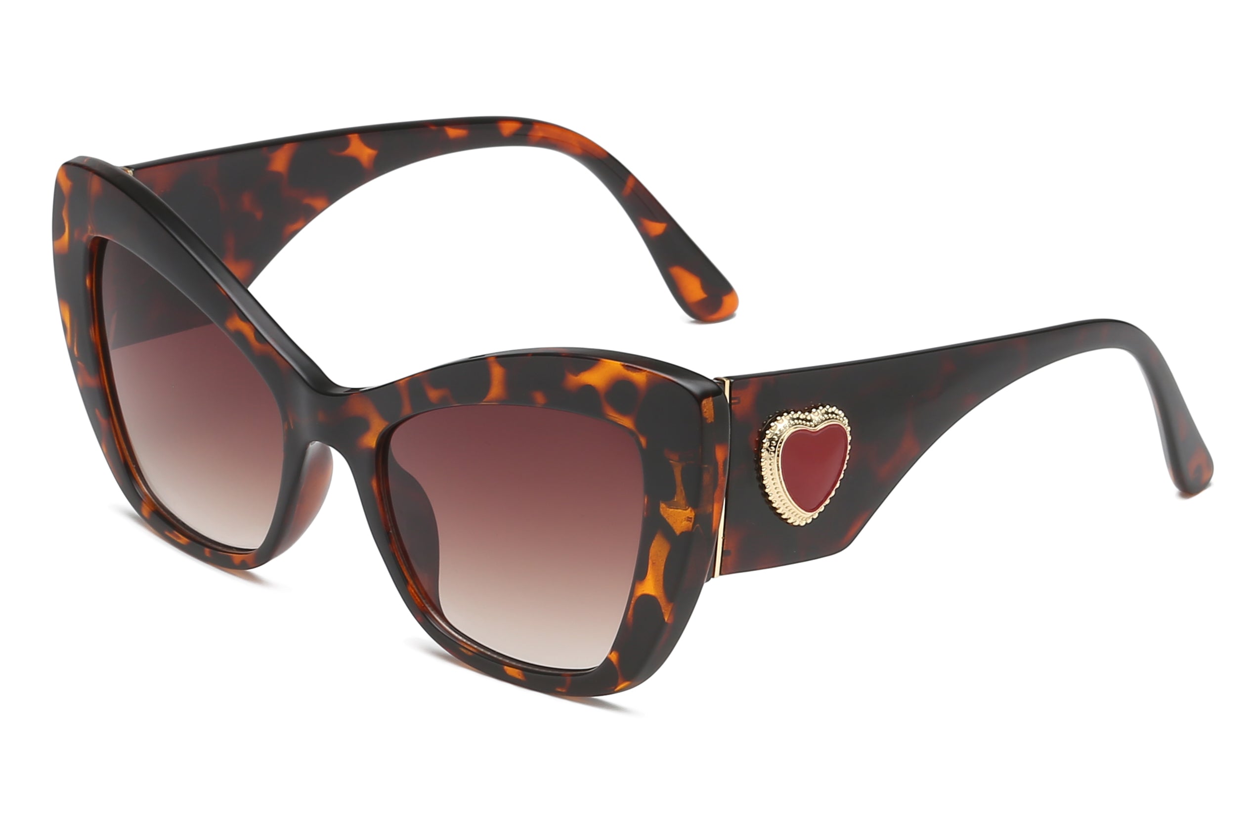 S1130 - Women High Pointed Oversize Cat Eye Sunglasses Tortoise