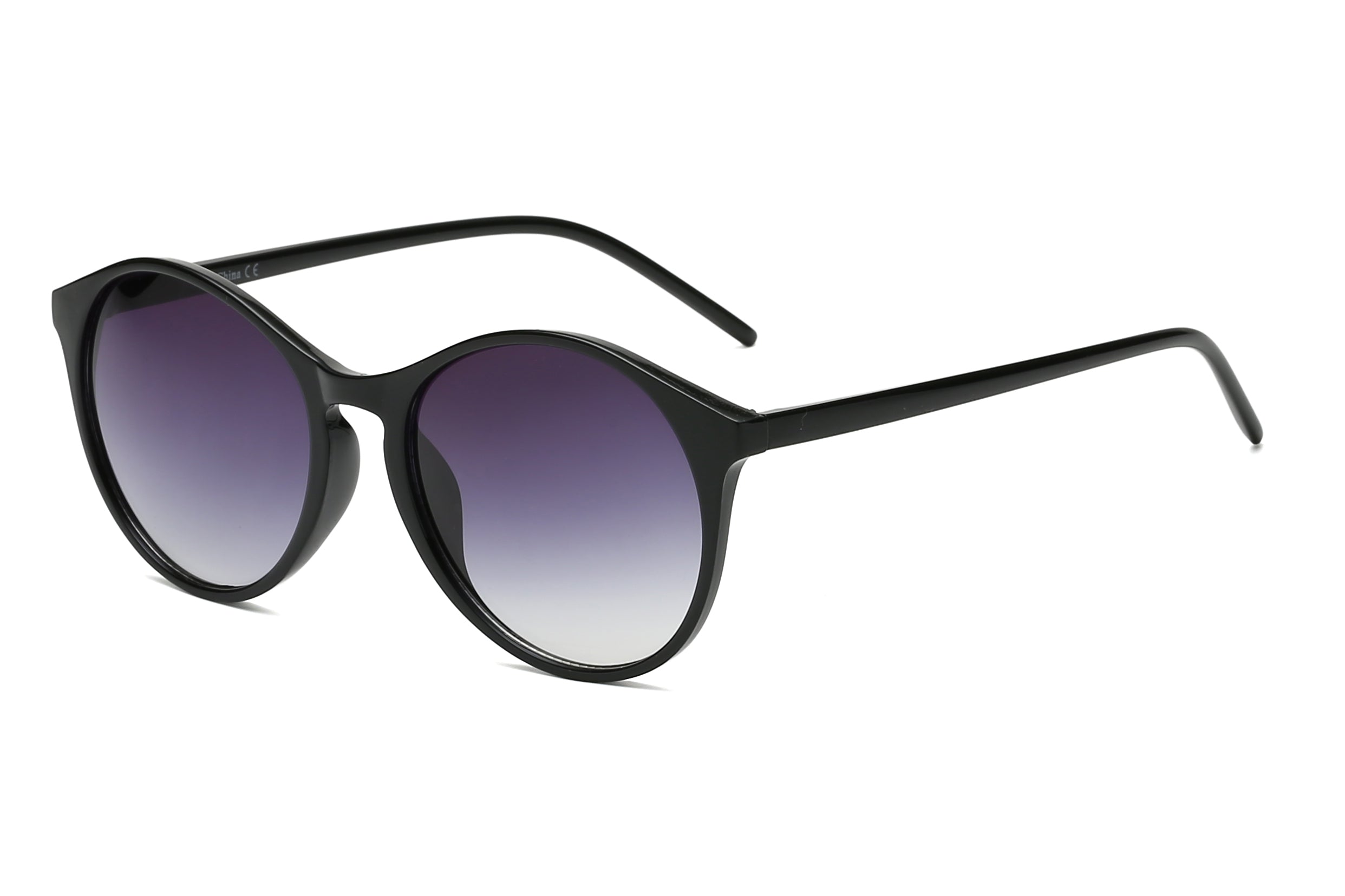 S1129 - Women Round FASHION SUNGLASSES Black/Gradient Purple