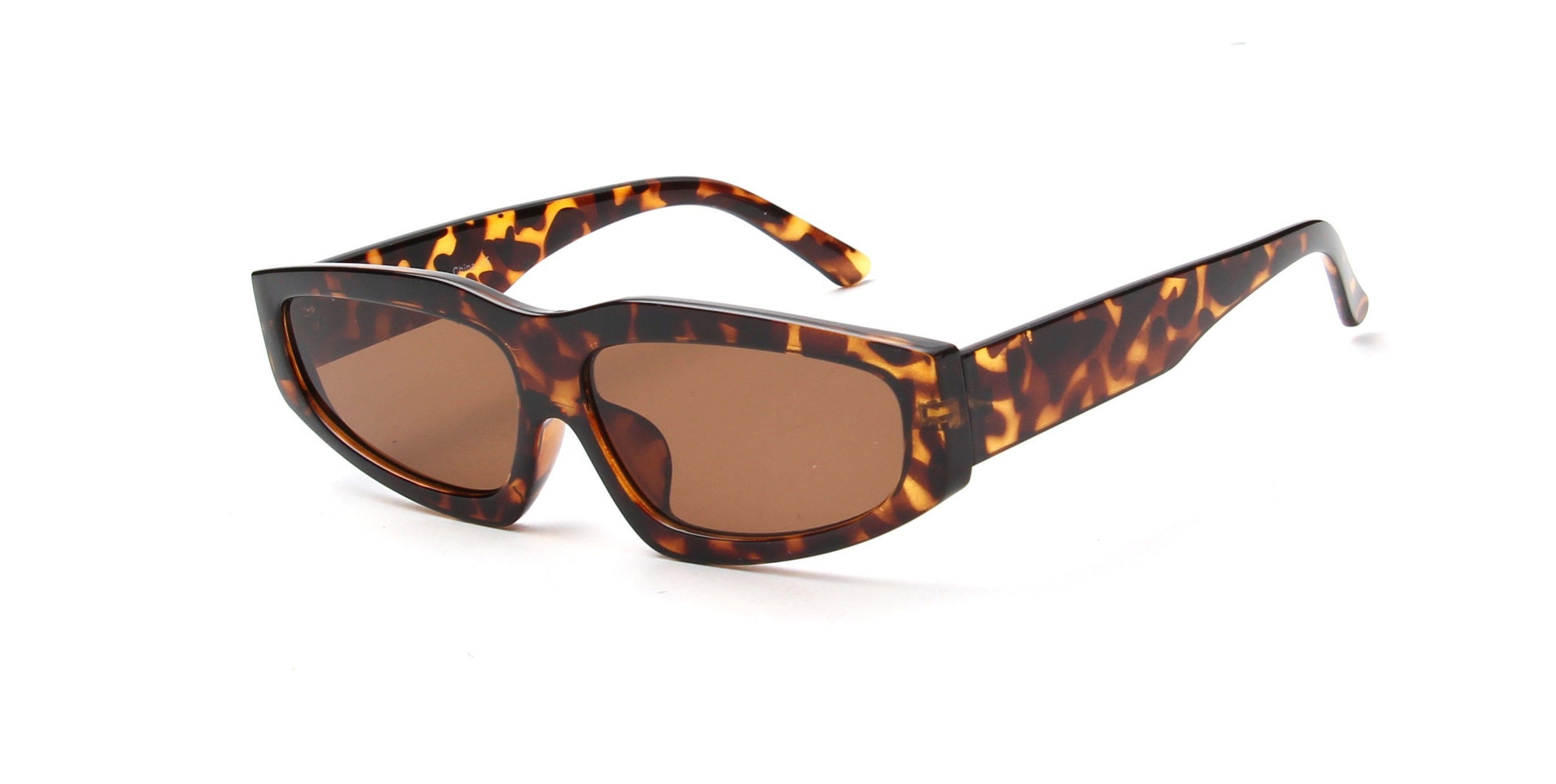 S1132 - Retro Thick Rectangle Unisex Fashion SUNGLASSES Tortoise