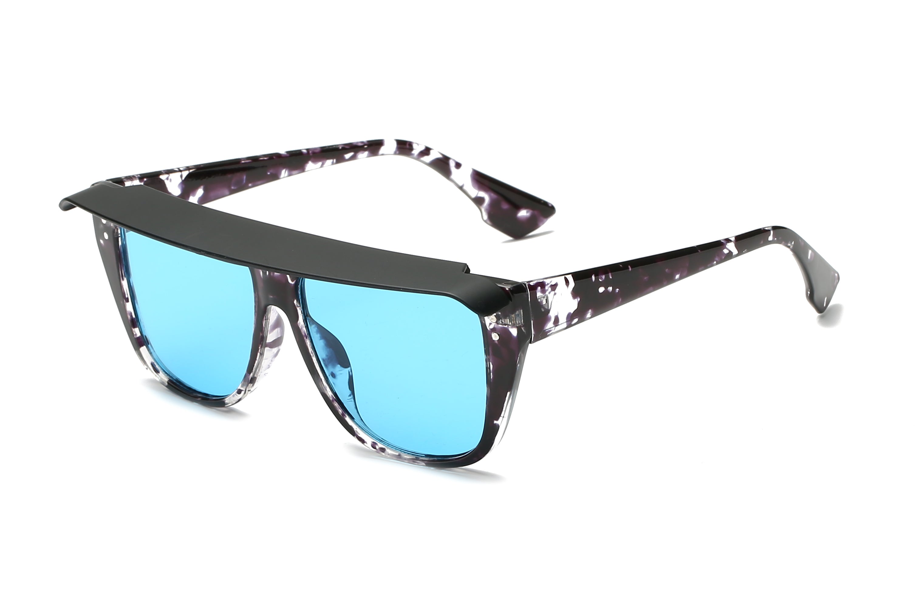 S1097 - Retro Vintage Shield Square Fashion Sunglasses Blue