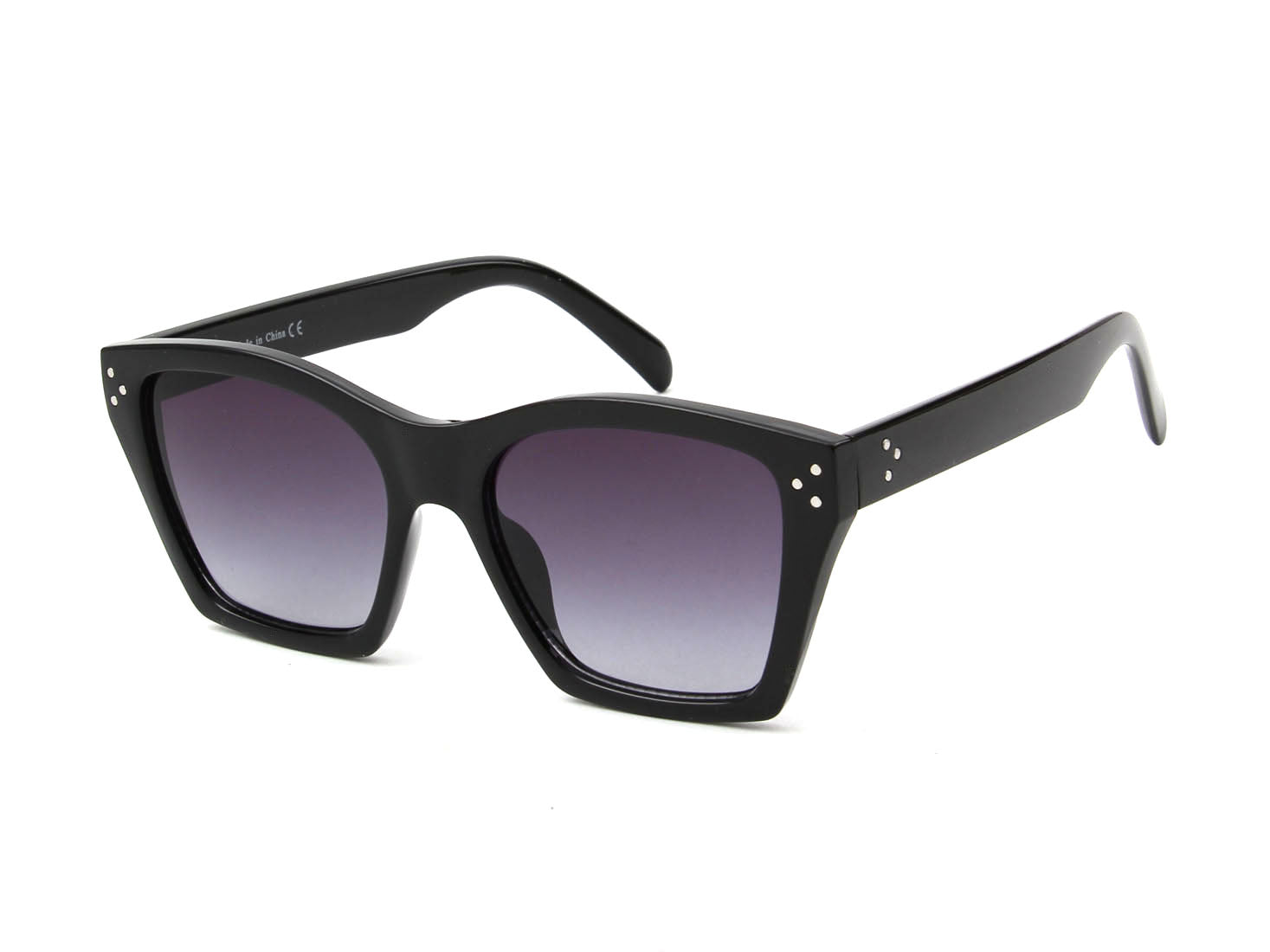 S1151 - Retro Cat Eye Square FASHION SUNGLASSES Black/Gradient Purple