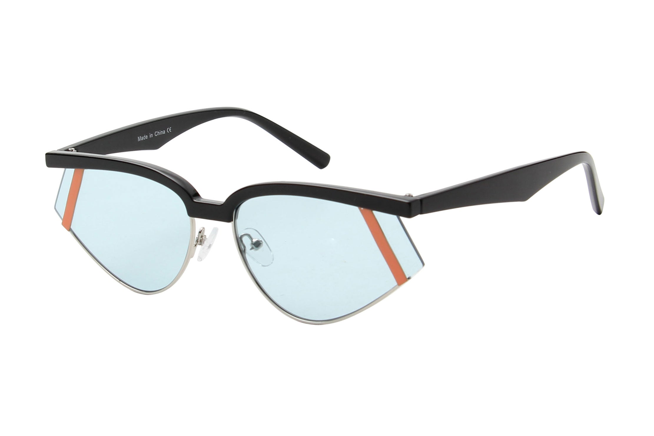 J2001 - Rimless Futuristic Rectangle Fashion Wholesale Sunglasses Blue