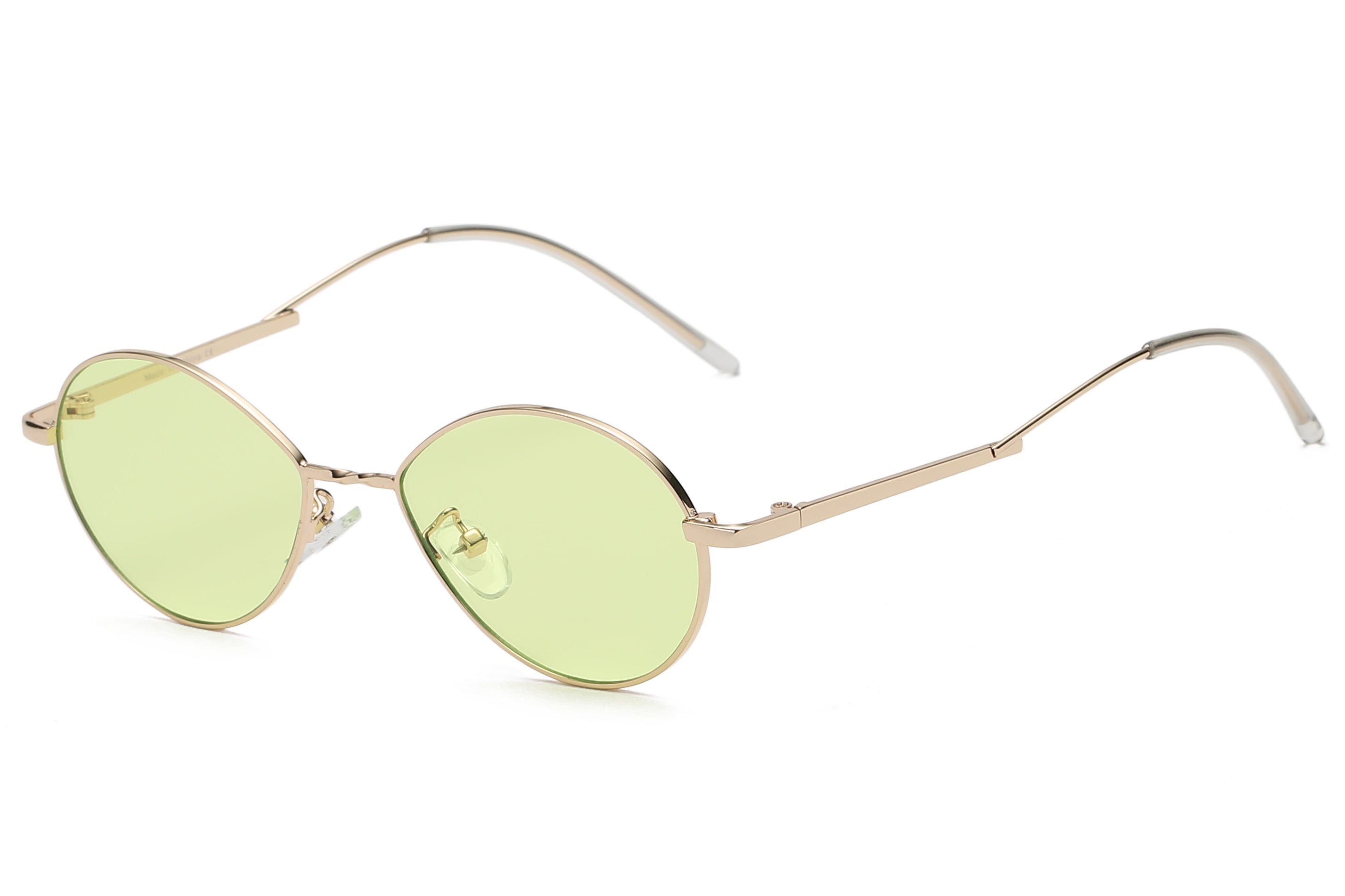 S3009 - Small Retro VINTAGE Metal Round Sunglasses Light Green