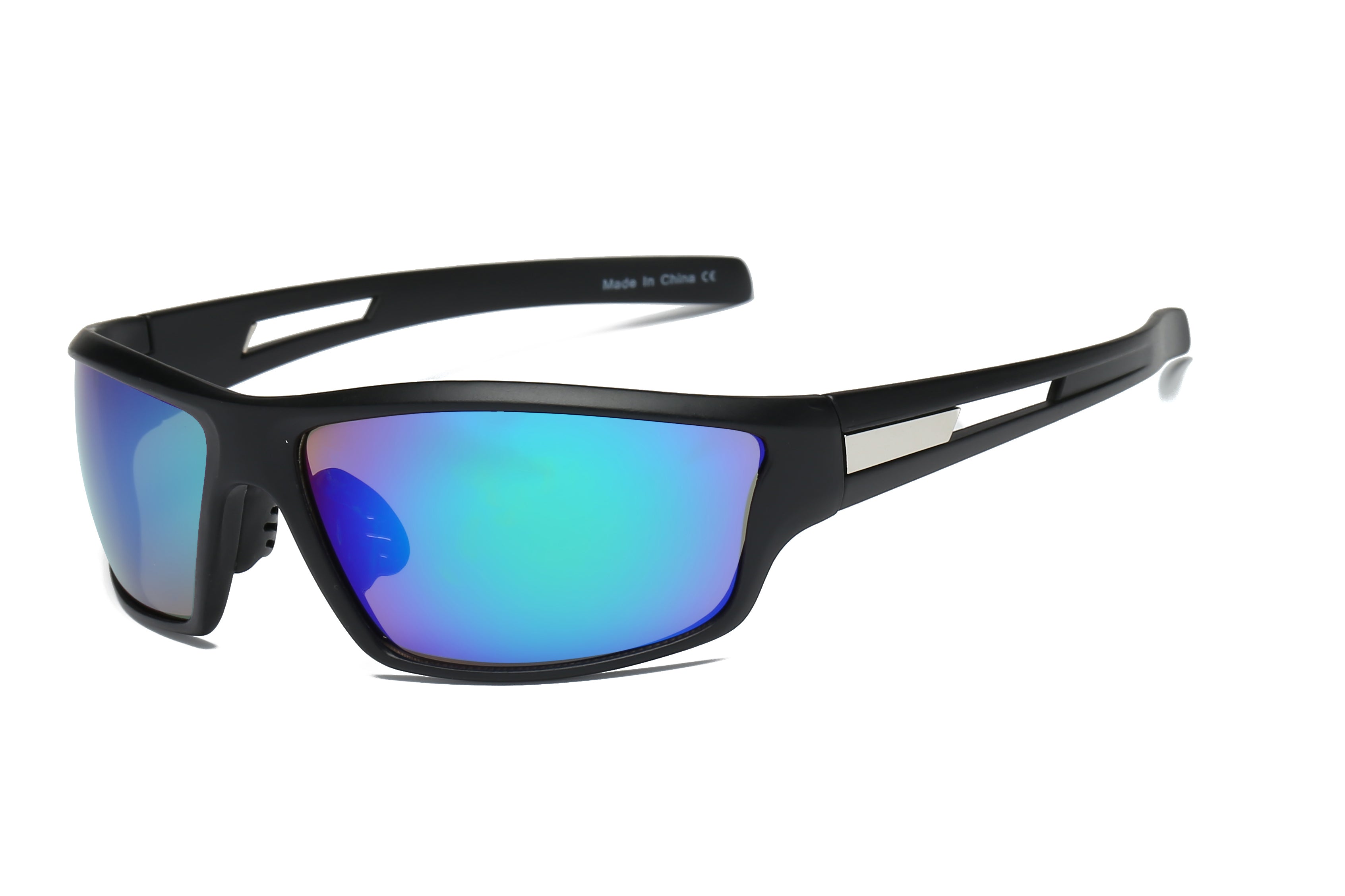 Y1002 - Men Rectangular Wrap Sports Sunglasses PurpleGreen