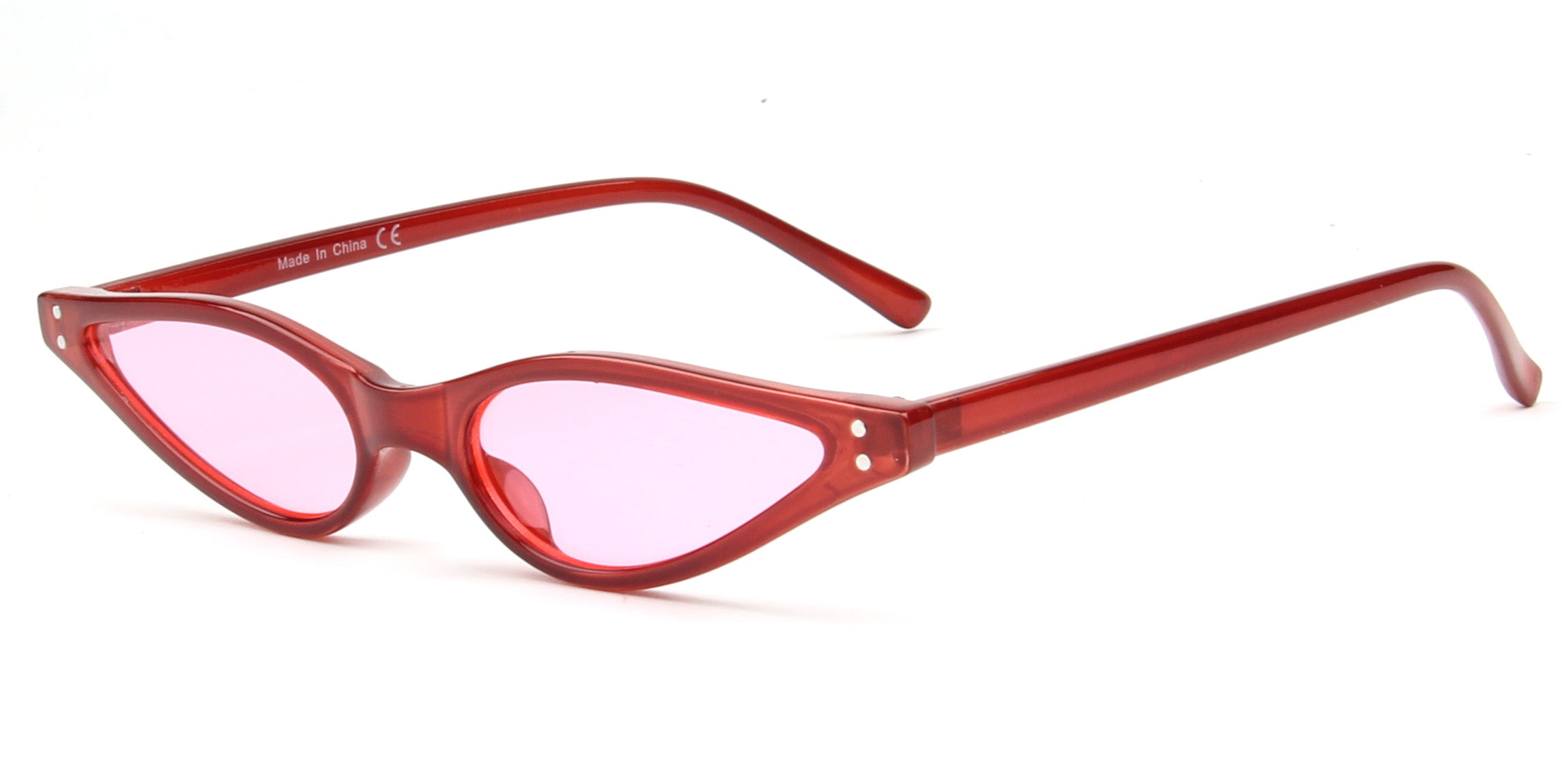 S1051 - Women Slim Retro Cat Eye SUNGLASSES Red / Pink