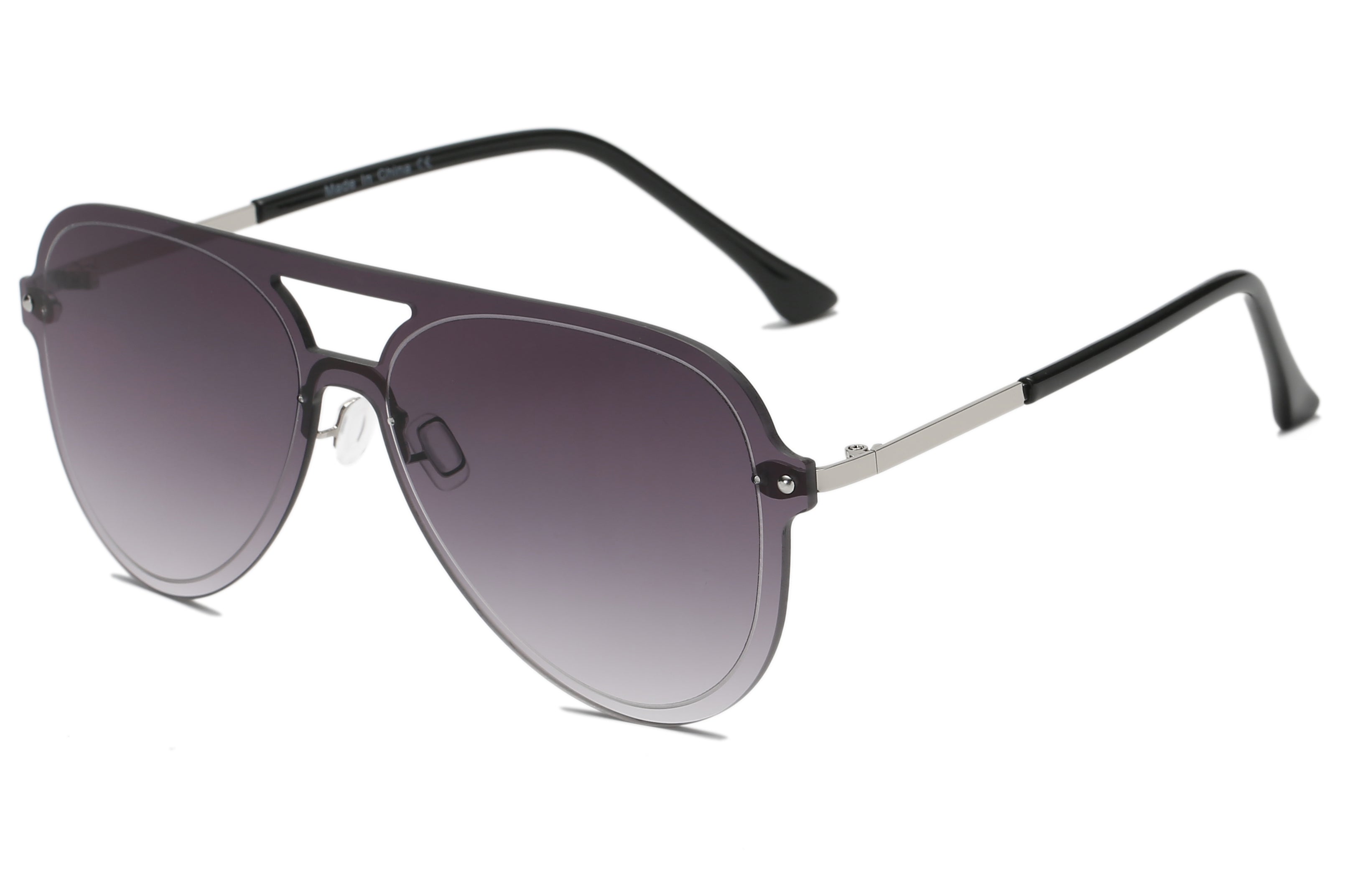 S2065 - Retro Rimless Fashion Tinted Aviator SUNGLASSES Purple Smoke