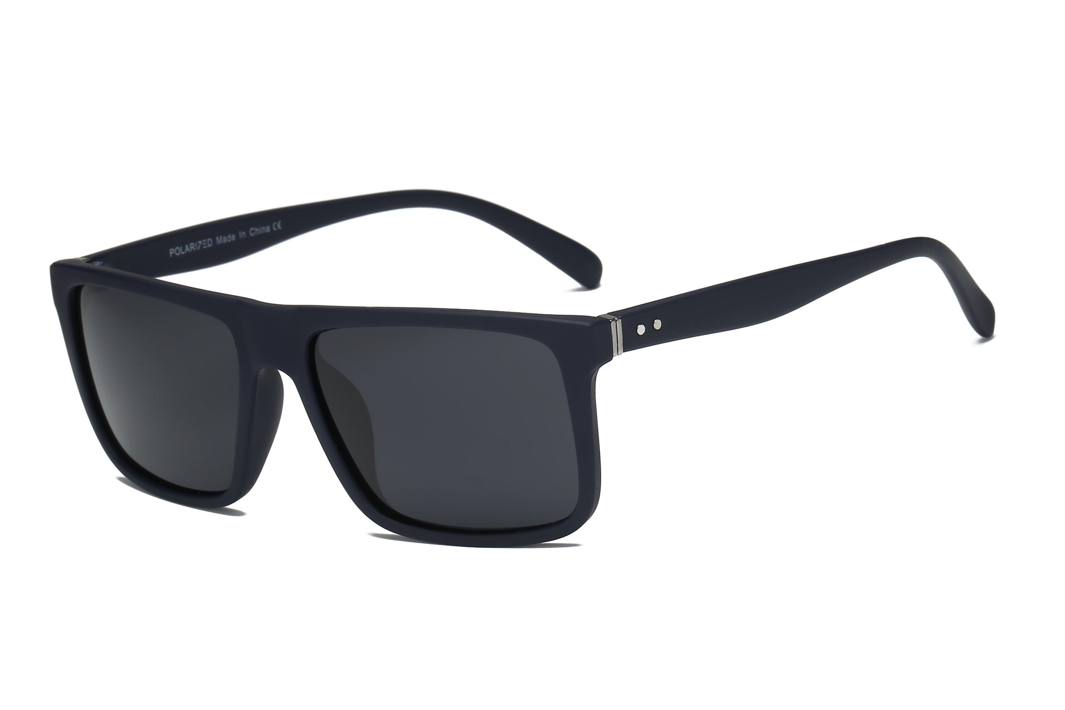 YP2003 - MEN Classic Polarized Rectangular SUNGLASSES Matte Dark Navy/Smoke