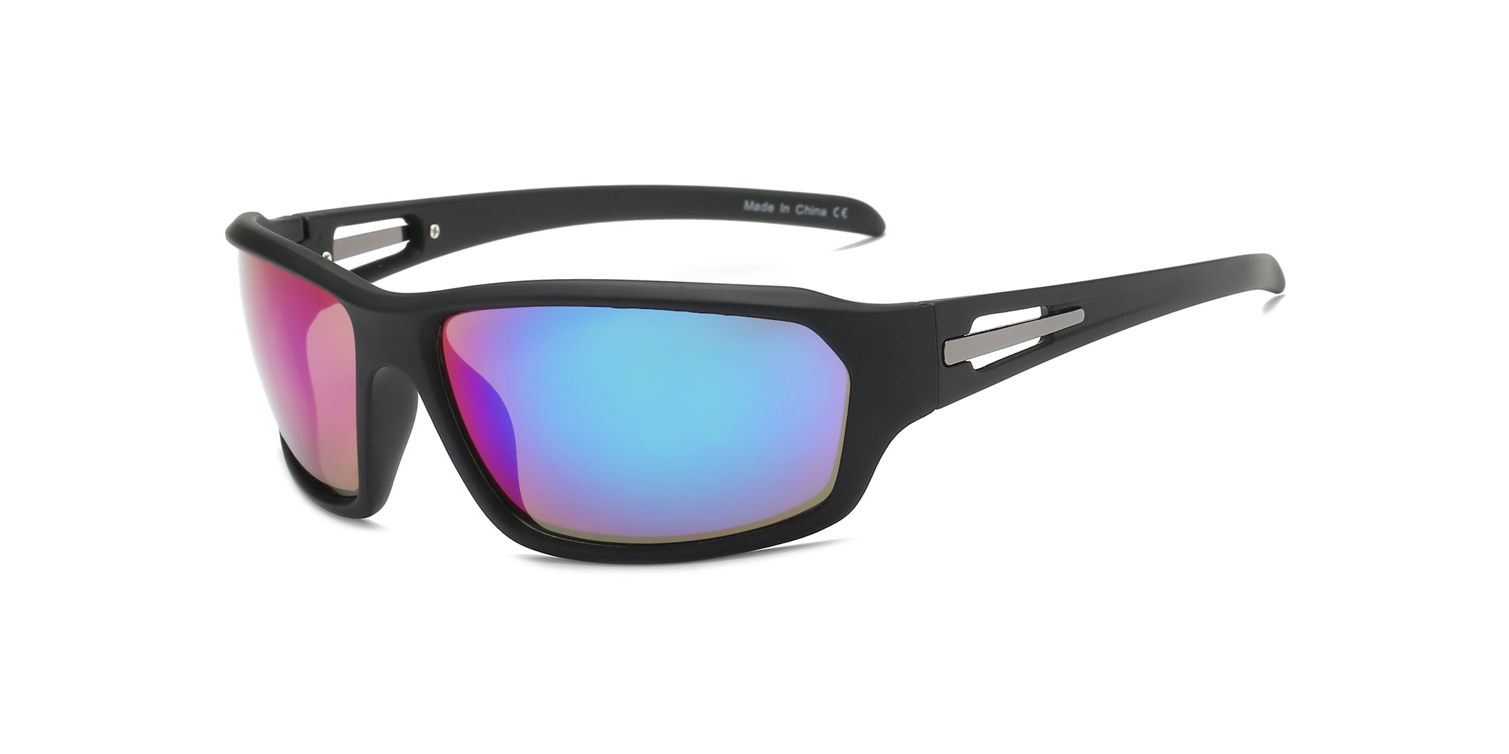 Y1001 - Men Sports Warp Rectangle Sunglasses Purple