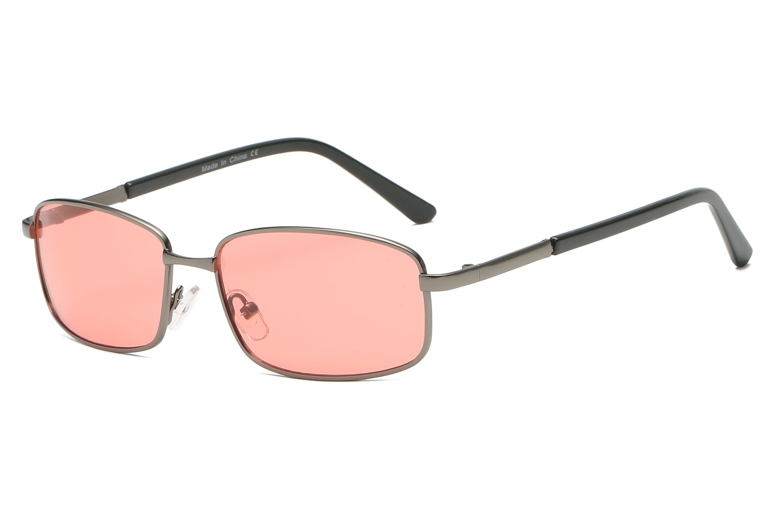 S1049 - Unisex Metal Rectangle SUNGLASSES Pink