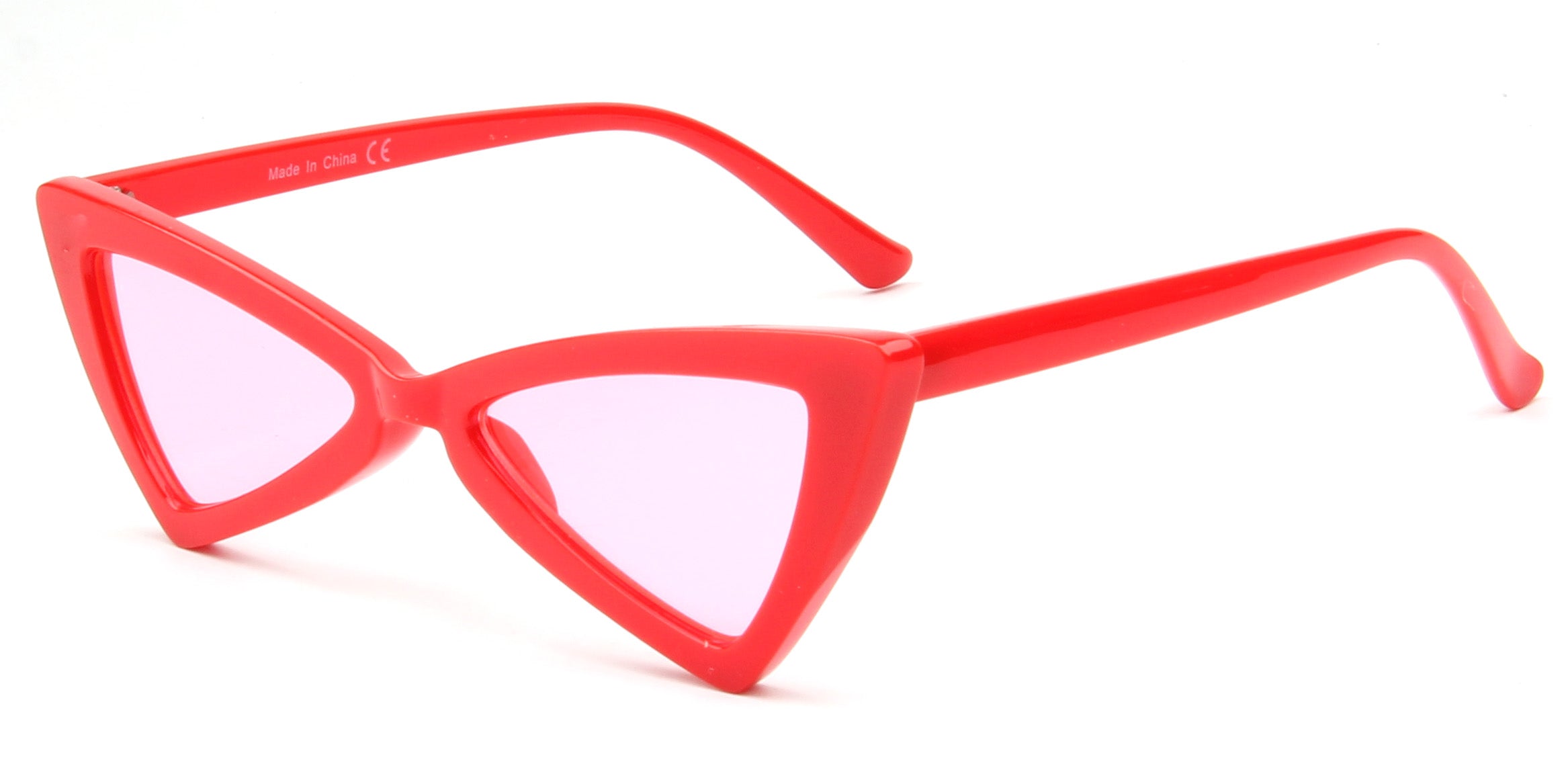 S1053 - Women High Pointed Cat Eye Sunglasses Red / Pink