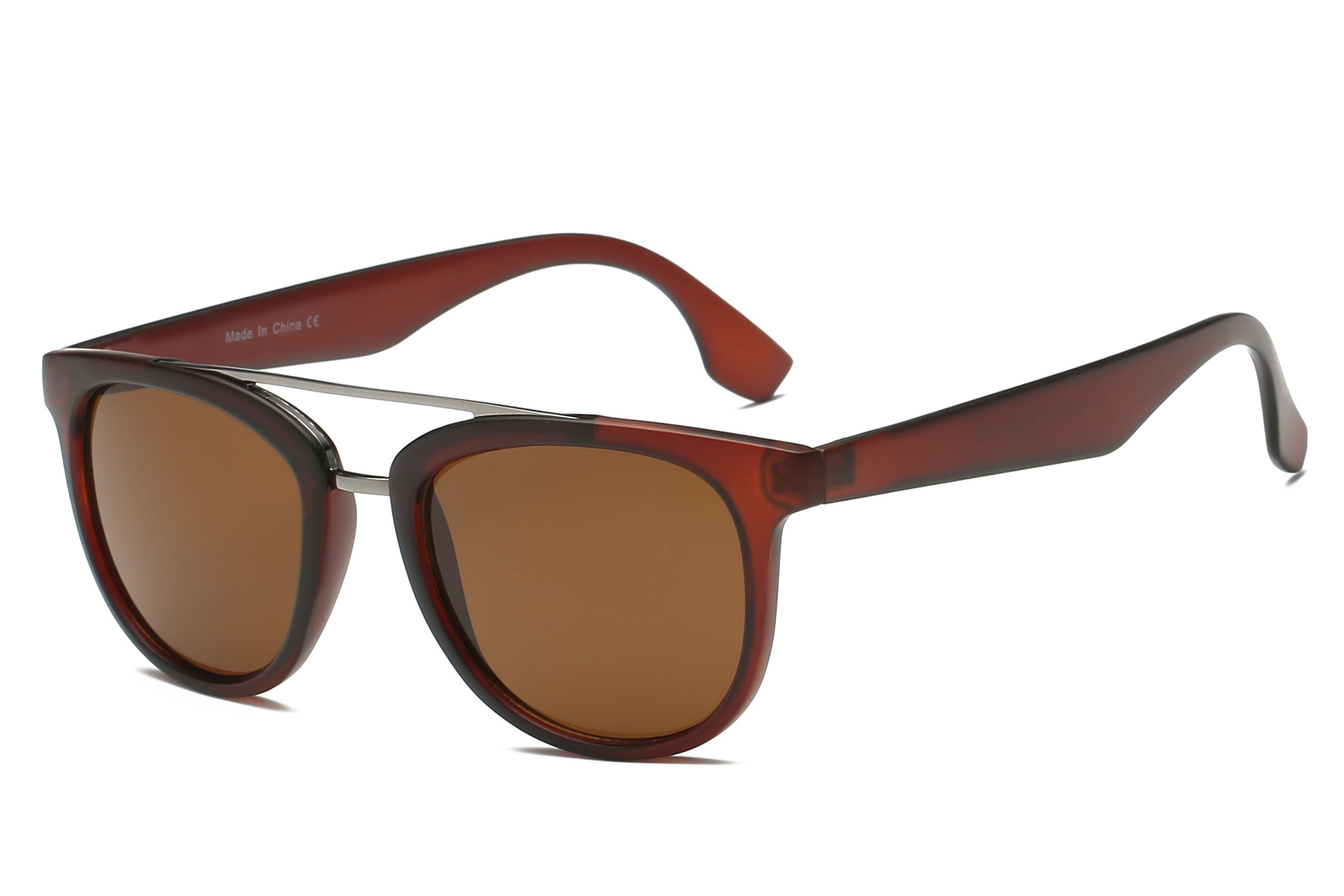 S1064 - Classic Round Brow-Bar Fashion SUNGLASSES Brown