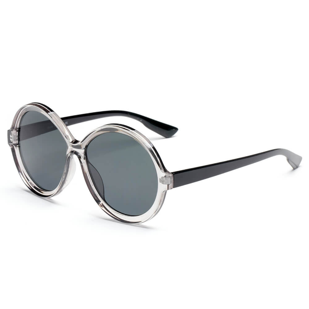 S1112 - Women Circle Oversize Fashion Round Sunglasses Grey