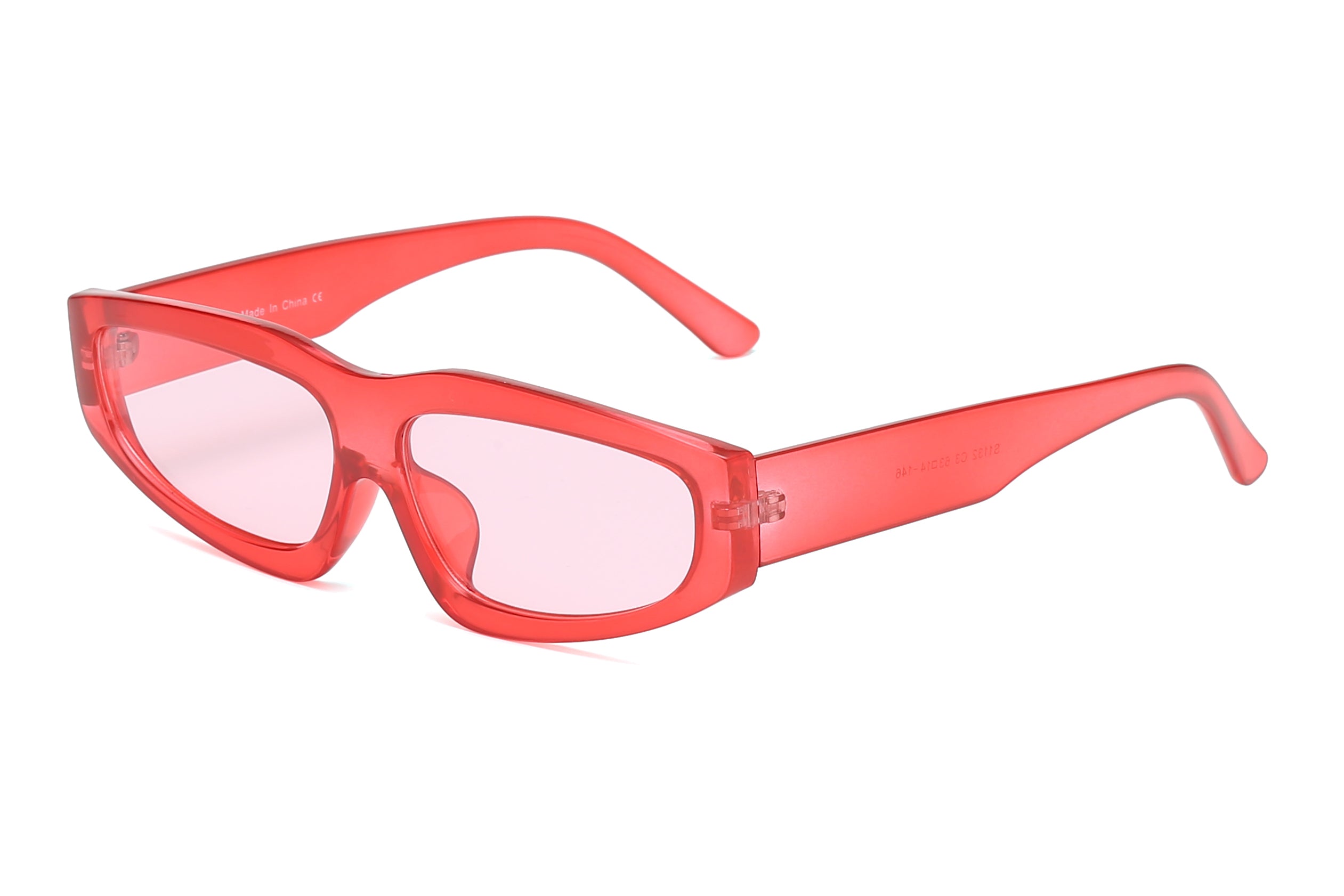 S1132 - Retro Thick Rectangle Unisex Fashion Sunglasses Red