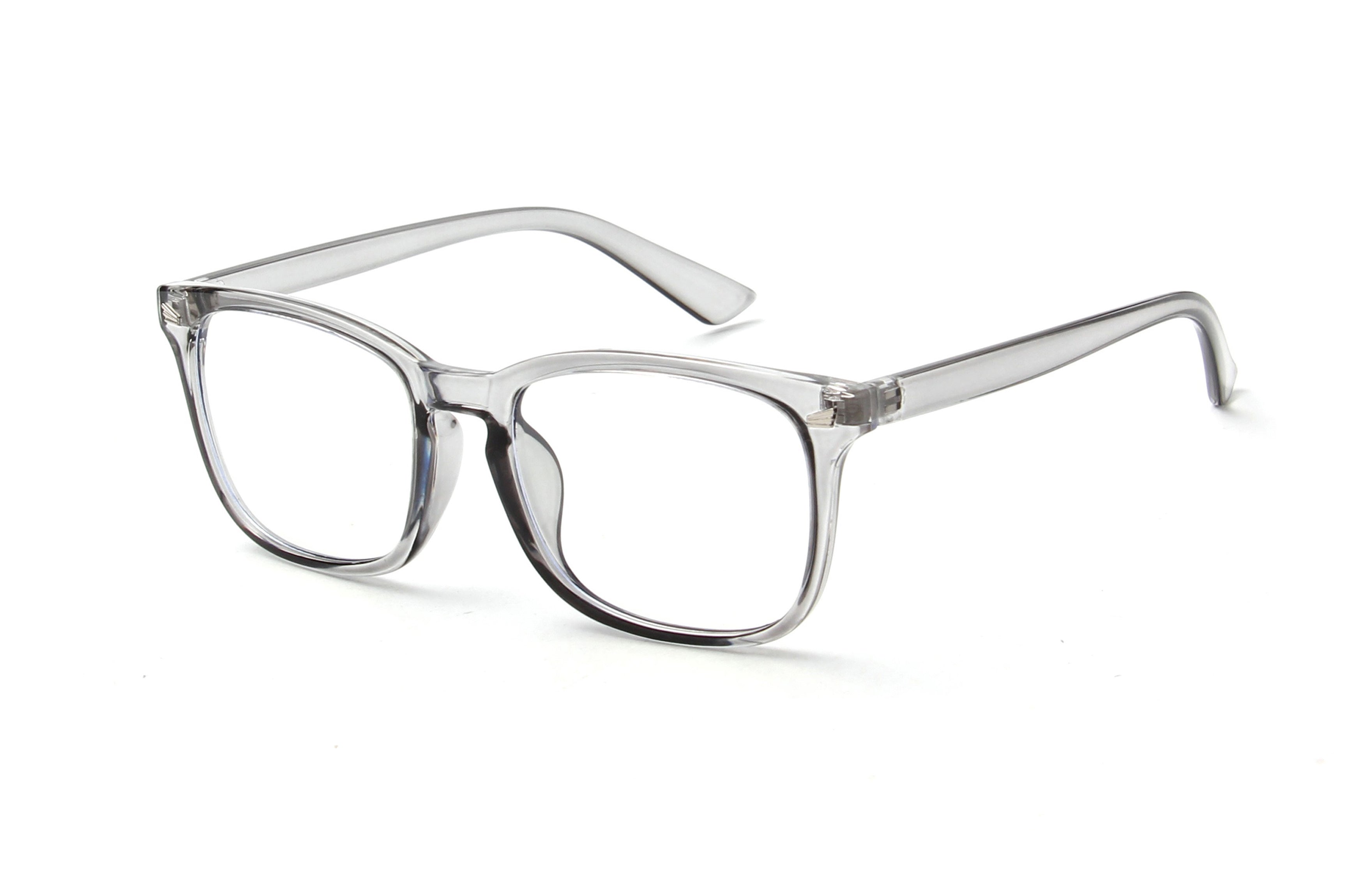 S1149 - Classic Rectangle Horn Rimmed Blue Light Blocker Glasses Grey