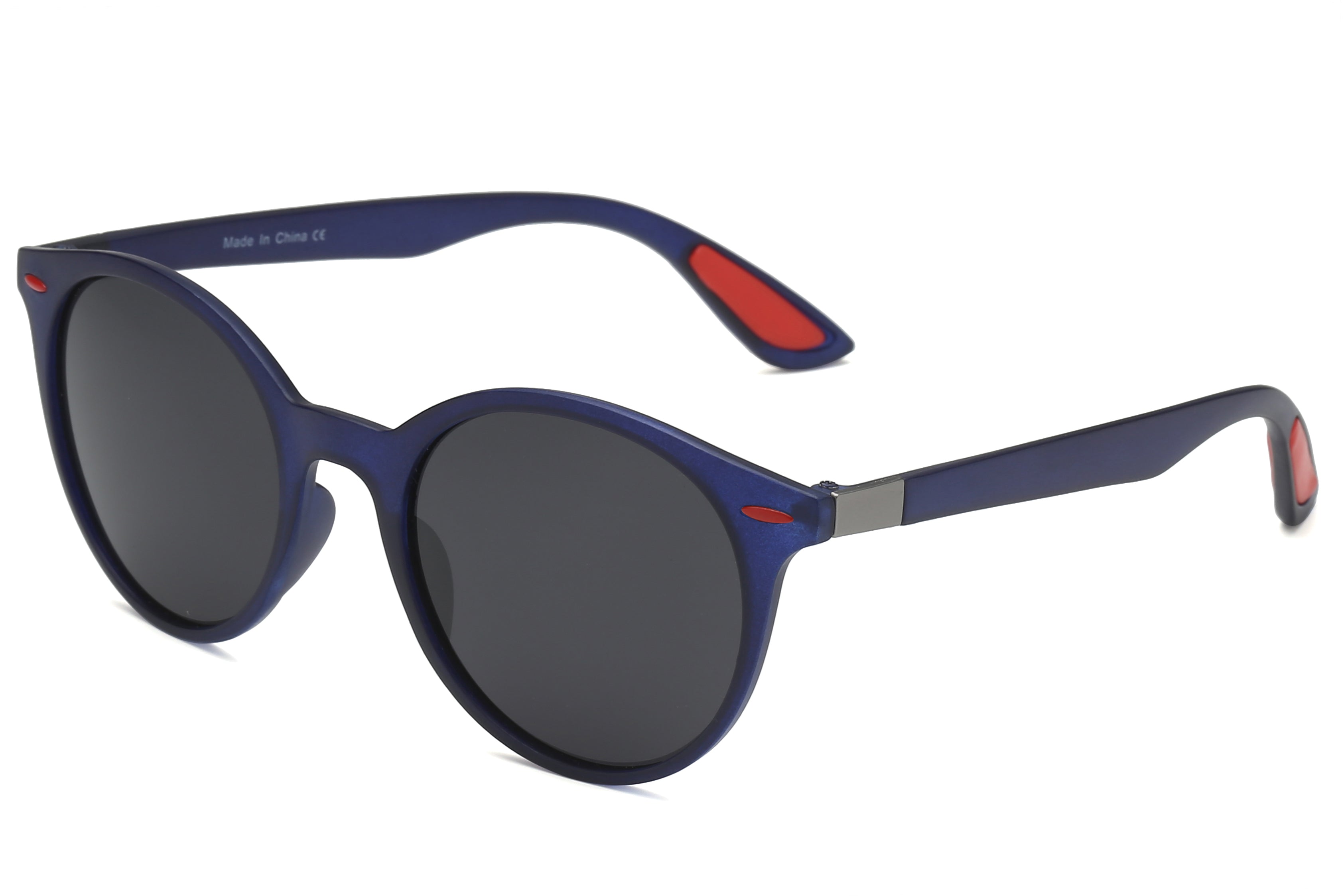 P2094 - Retro Circle Round Polarized Sunglasses Navy Blue