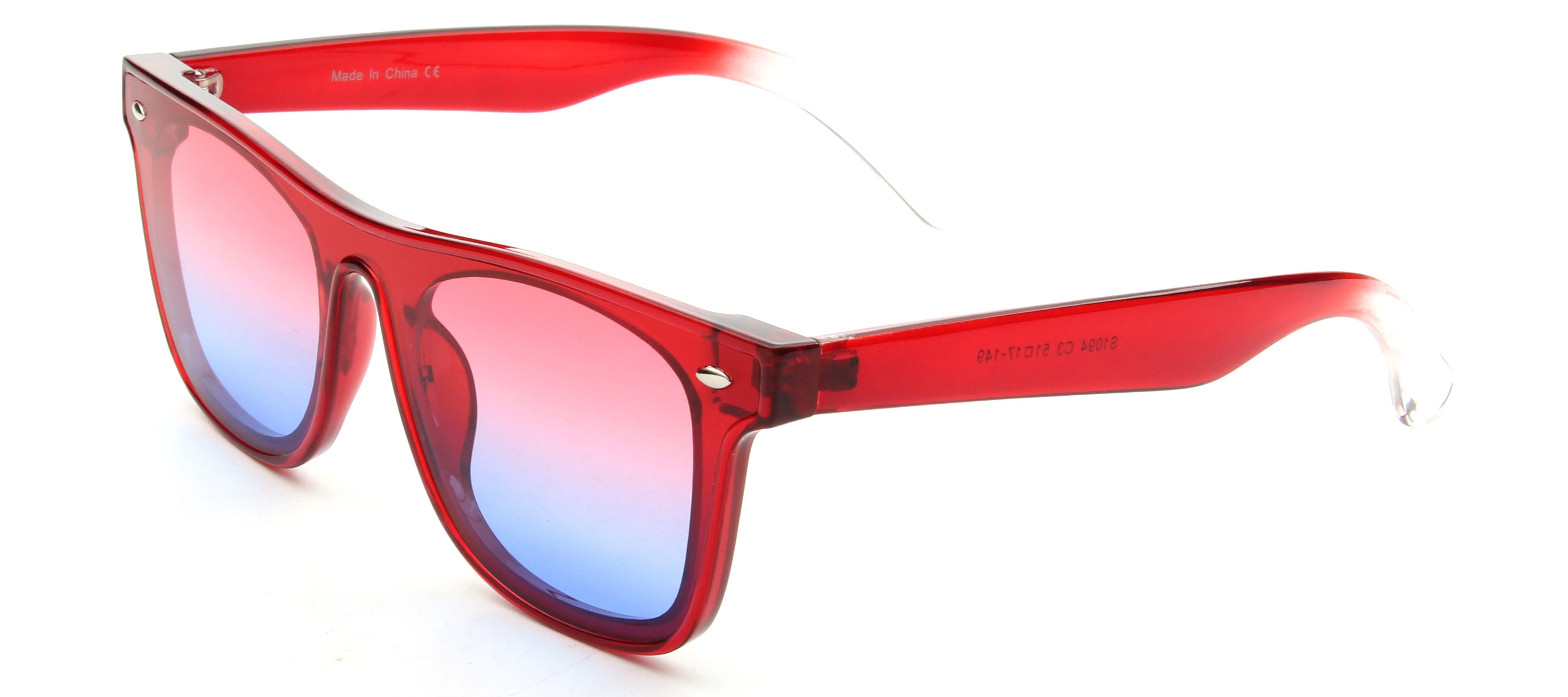 S1094 - Women Square Flat Lens FASHION SUNGLASSES Red