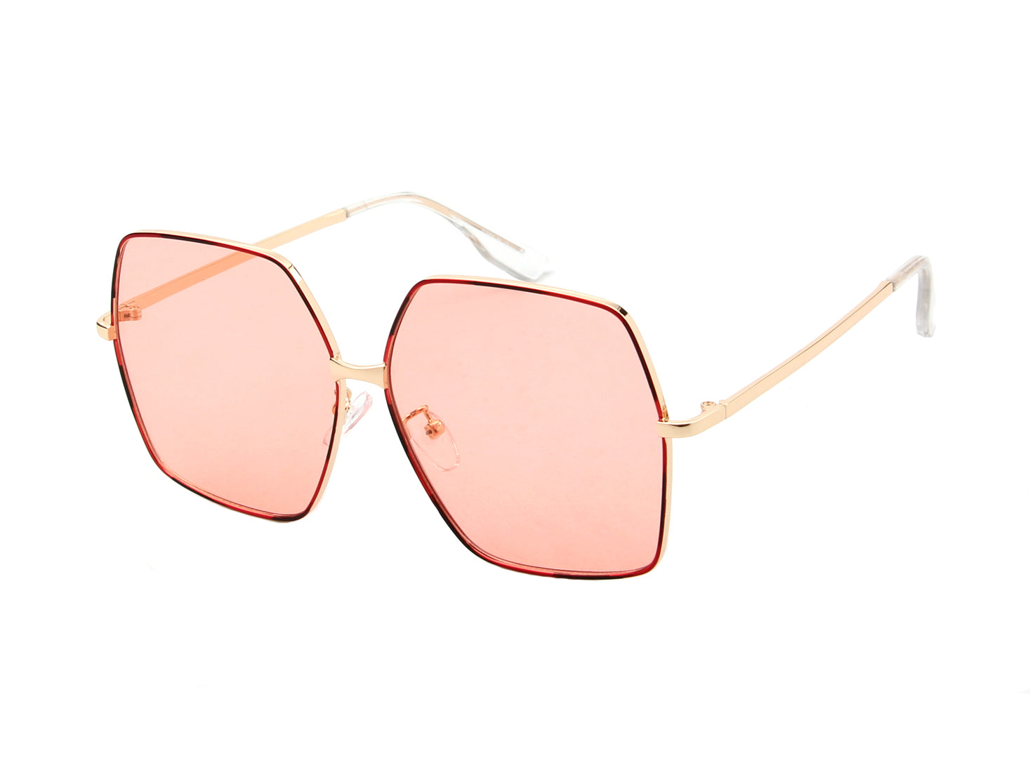 J2005 - Women Metal Square Oversize Fashion SUNGLASSES Pink