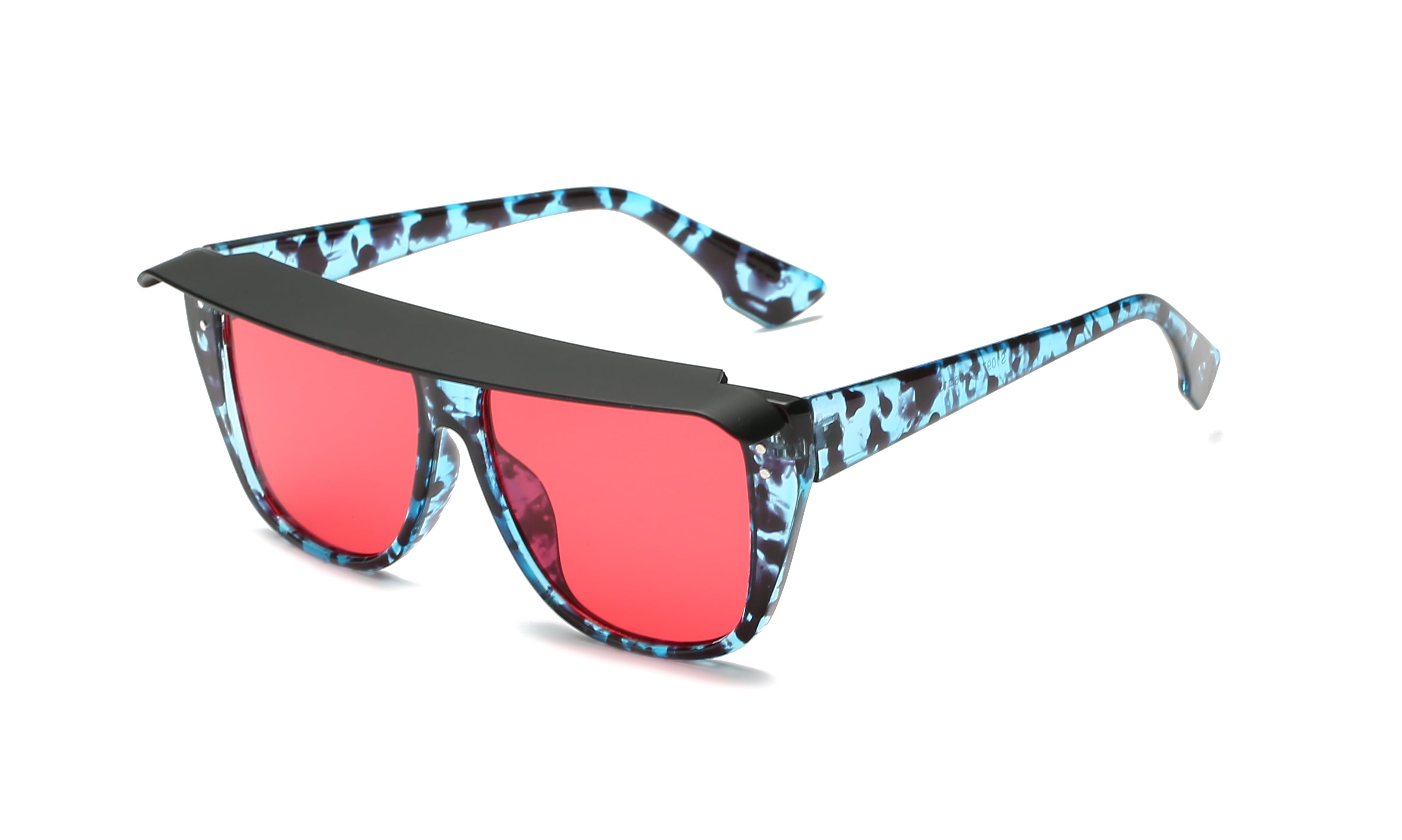 S1097 - Retro Vintage Shield Square Fashion Sunglasses Red