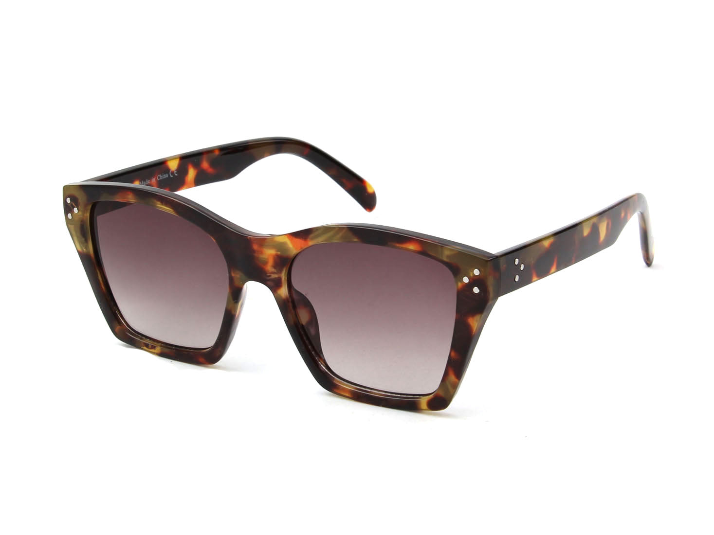 S1151 - Retro Cat Eye Square Fashion Sunglasses Tortoise/Smoke Purple