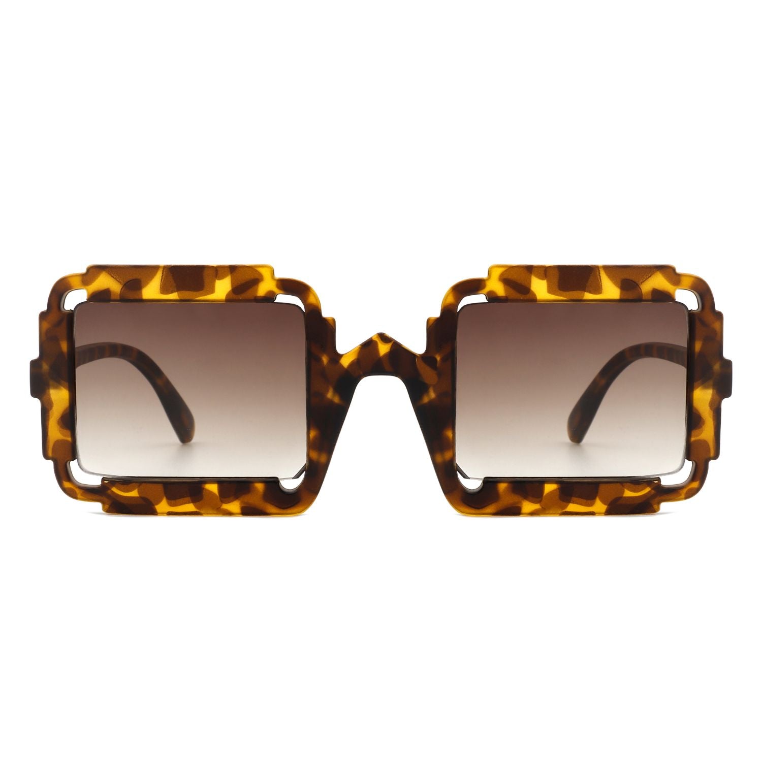 HS1111 - Square Retro Irregular Frame Futuristic FASHION Tinted SUNGLASSES