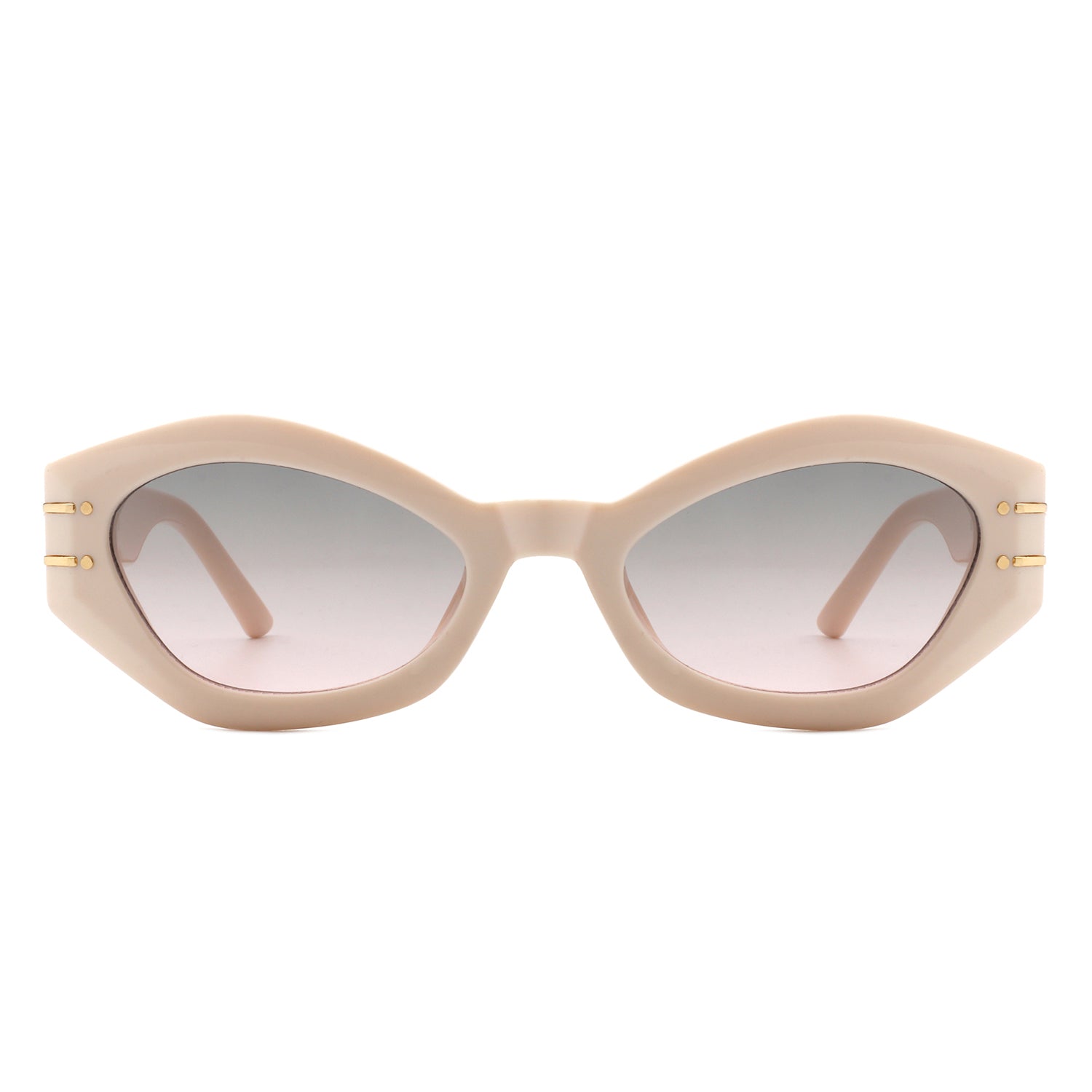 S2116 - Geometric Oval Slim Fashion Round Cat Eye SUNGLASSES