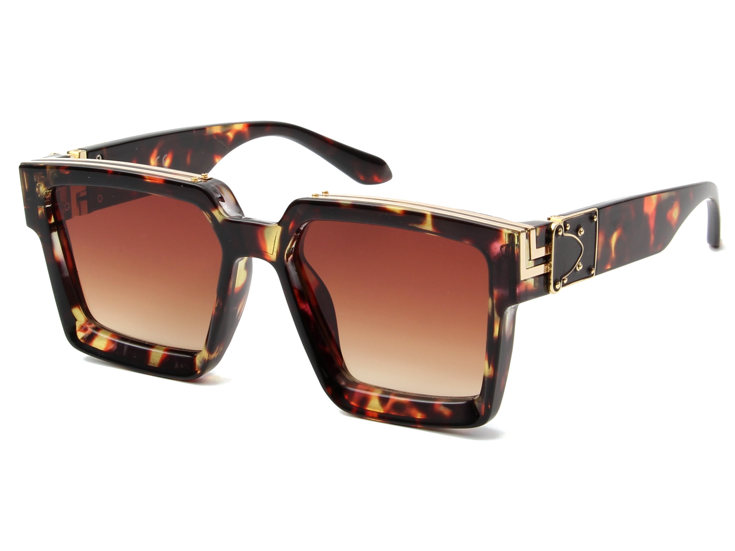 S2033 - Classic Retro Vintage Square Fashion Sunglasses Tortoise