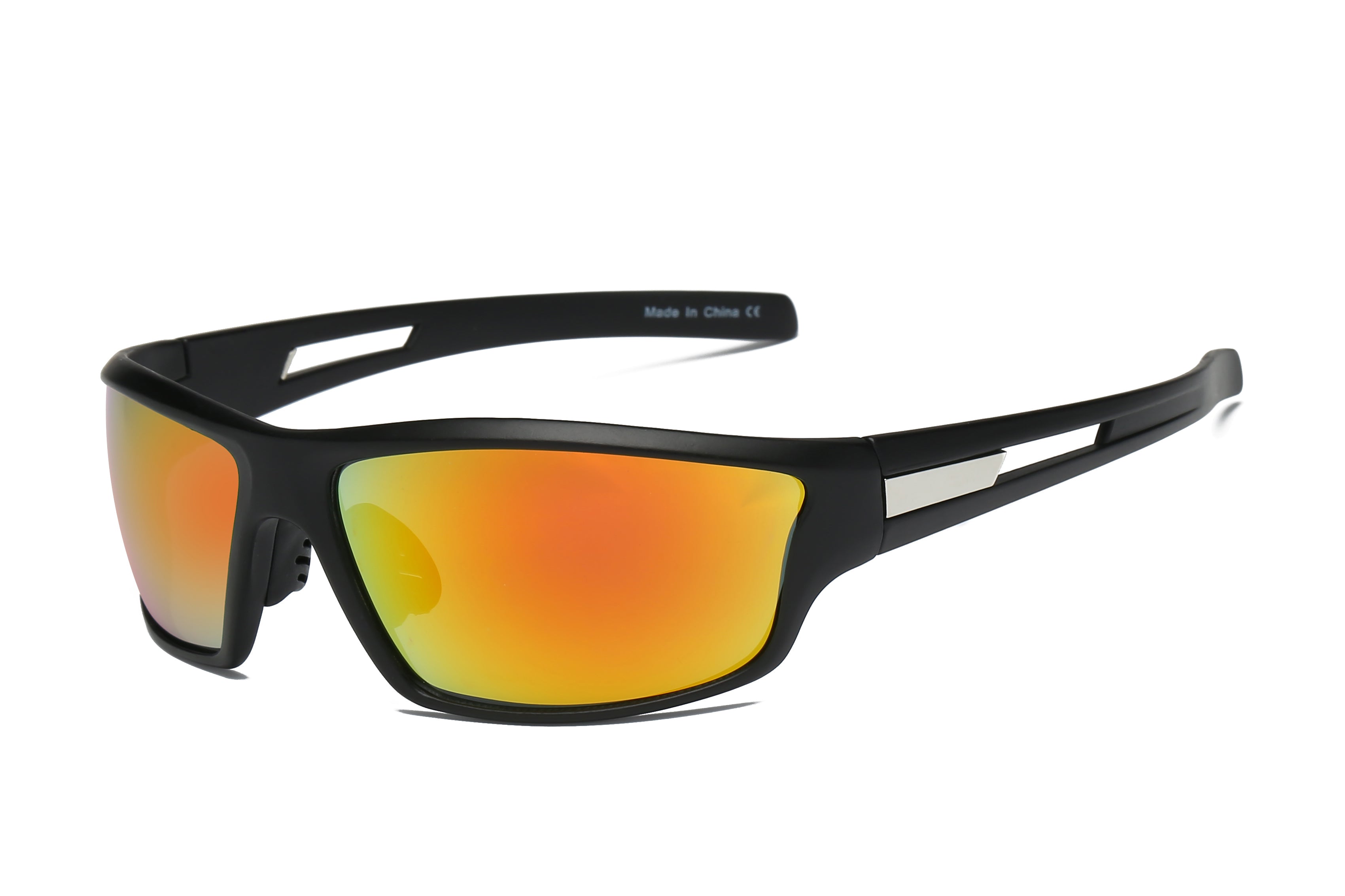 Y1002 - MEN Rectangular Wrap Sports SUNGLASSES Orange