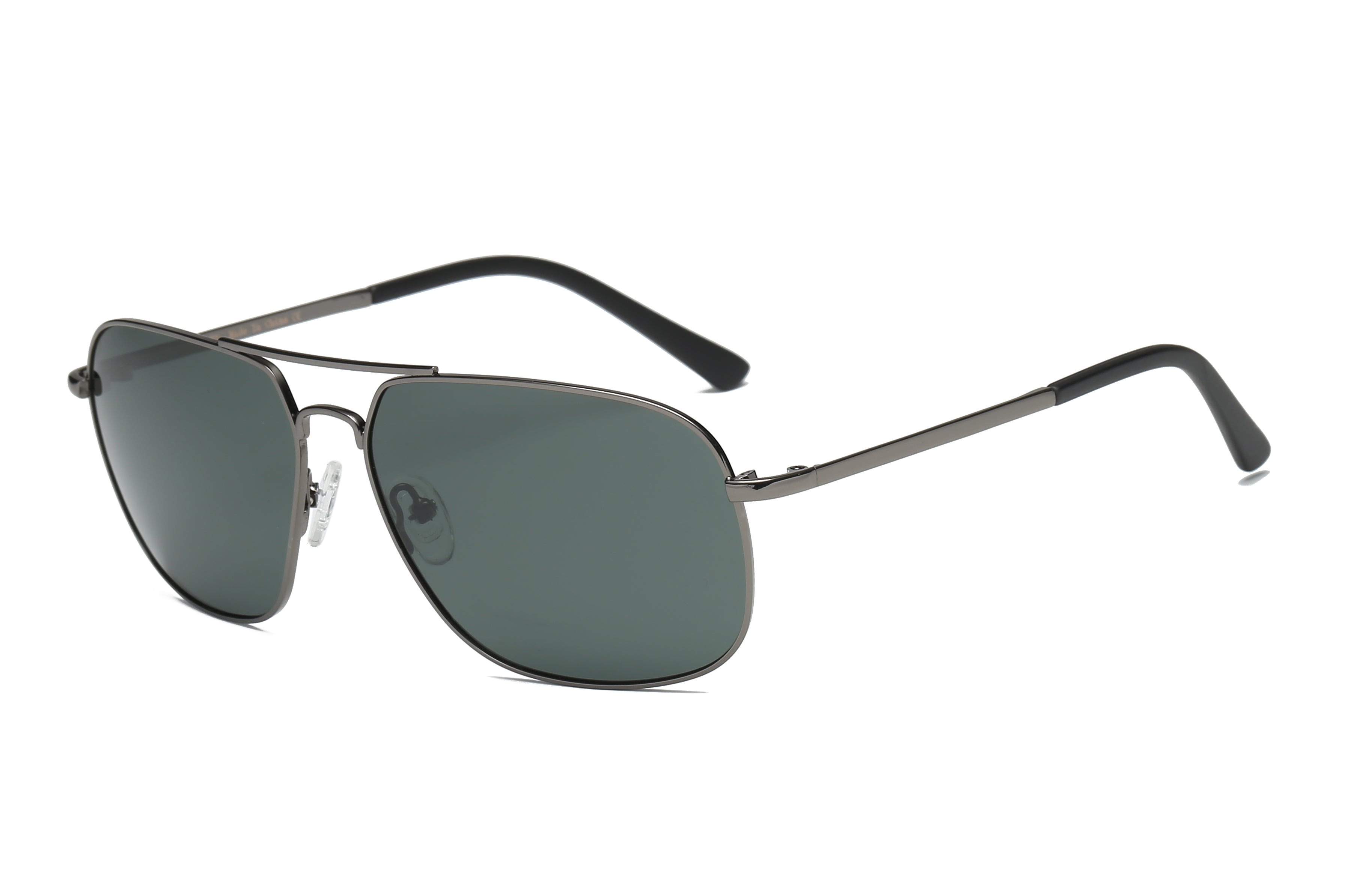 P4003 - Men METAL Rectangle Polarized Sunglasses Olive/silver