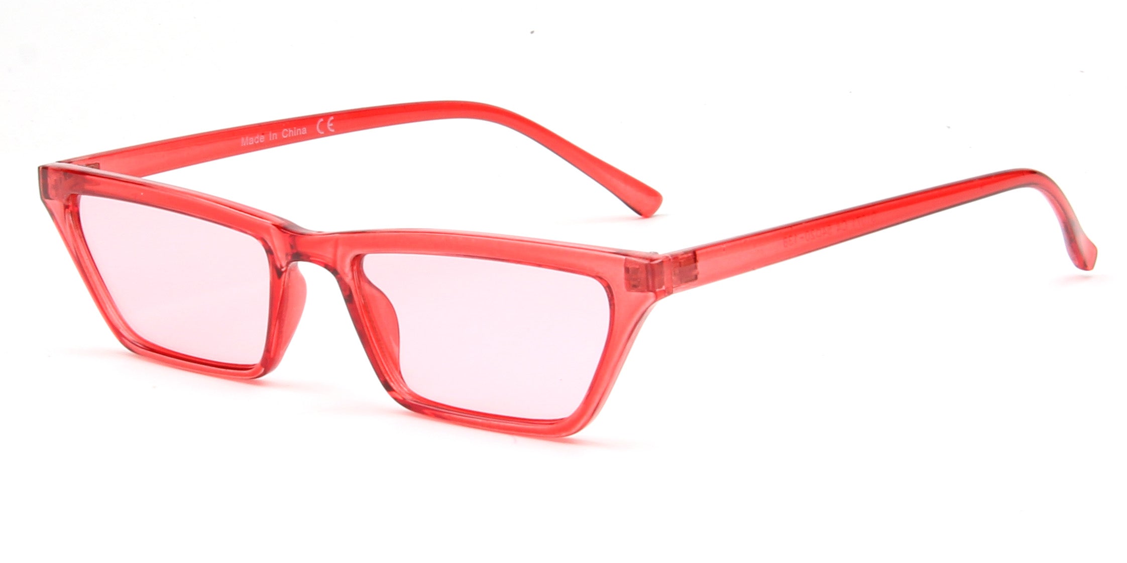 S1071 - Women Small Retro VINTAGE Square Cat Eye Sunglasses Light Red