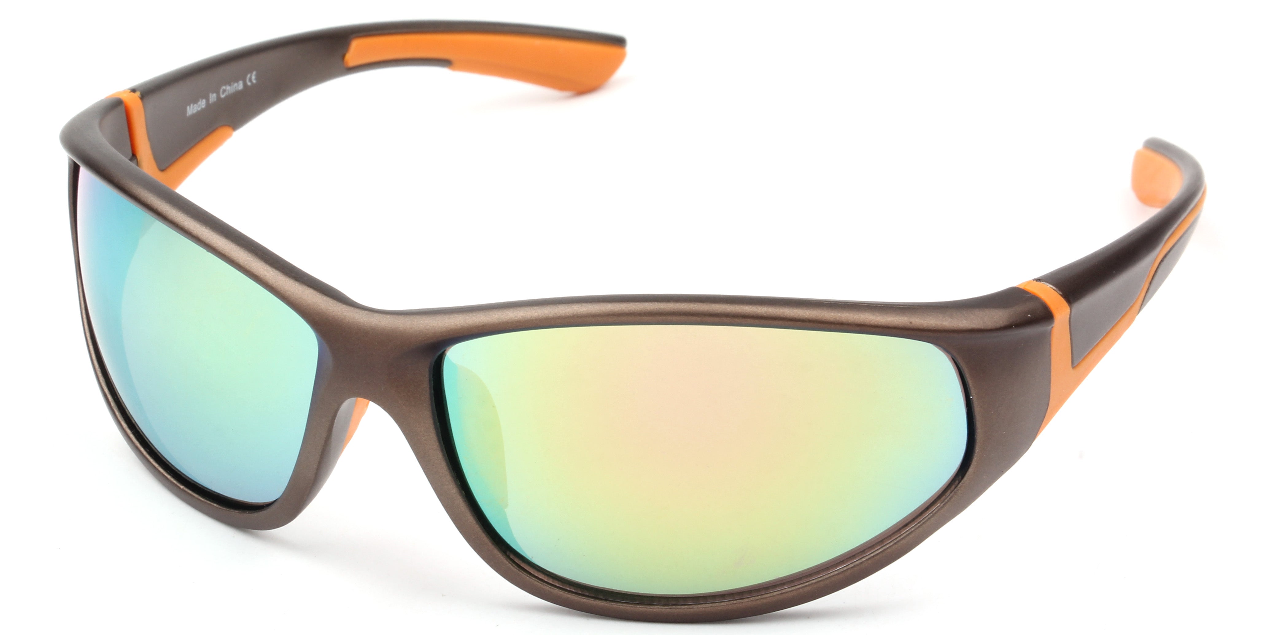Y2004 - Rectangle Wrap Around Y2K Sports Sunglasses Orange