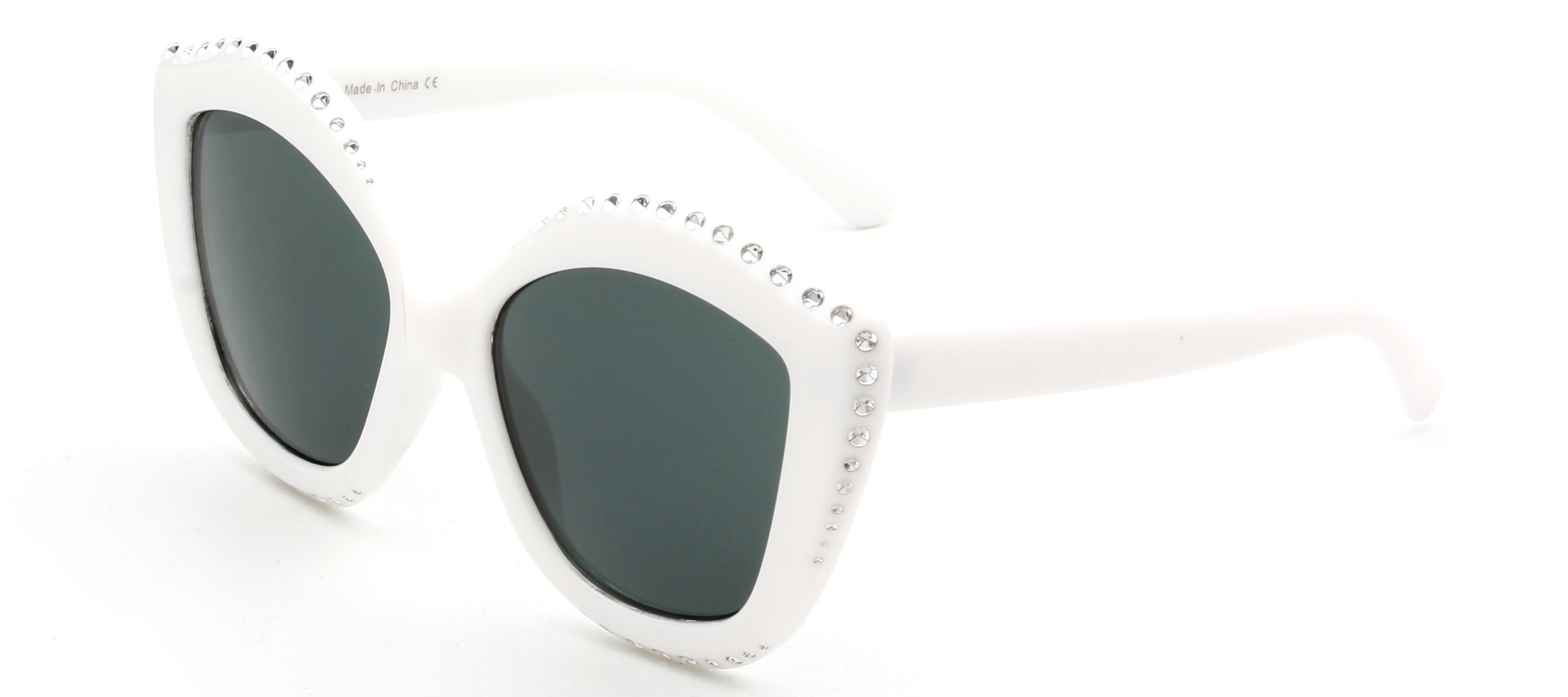 S1092 - Women Oversized Round Cat Eye Fashion SUNGLASSES White