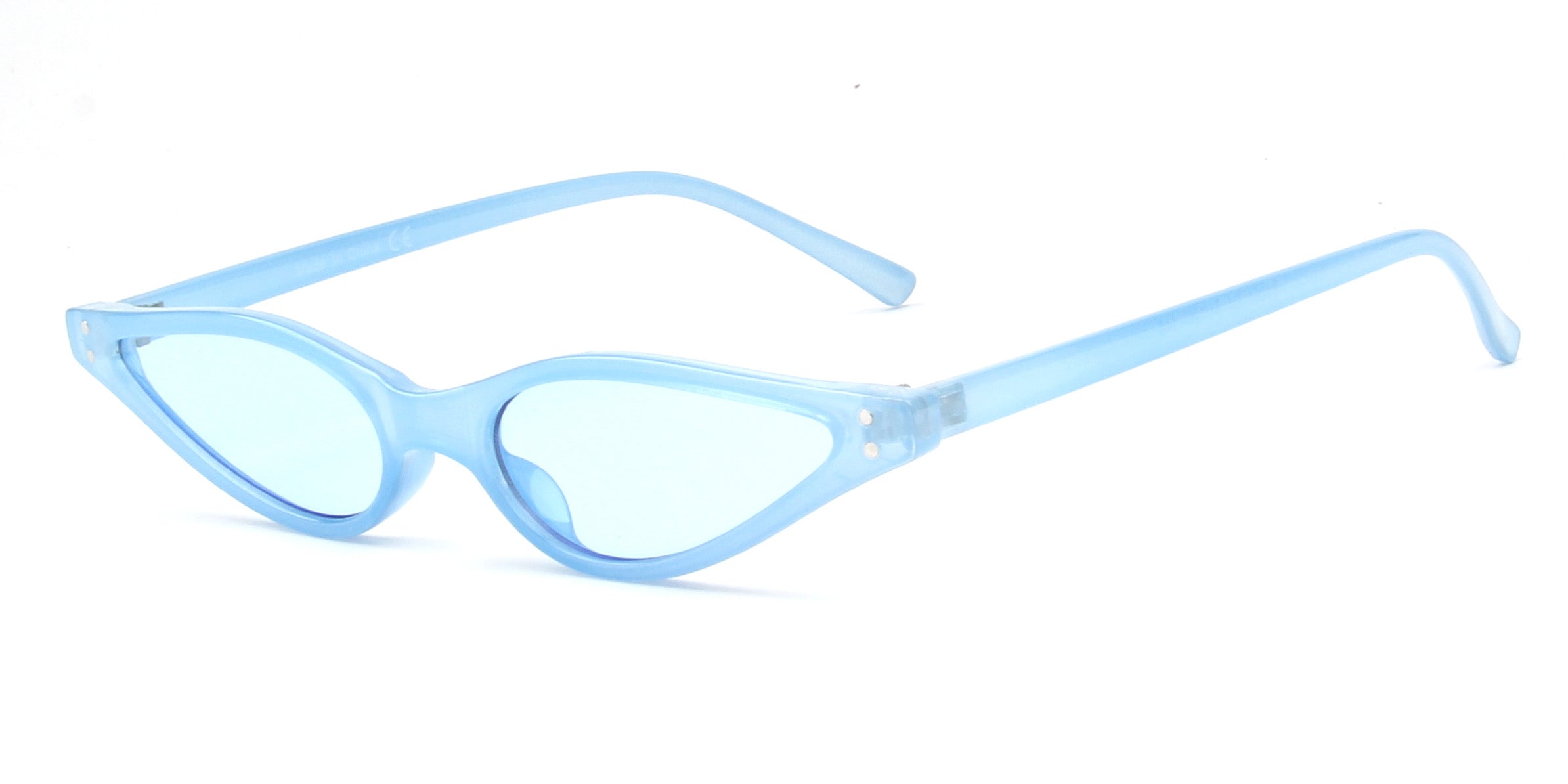 S1051 - Women Slim Retro Cat Eye Sunglasses Clear Blue / Blue